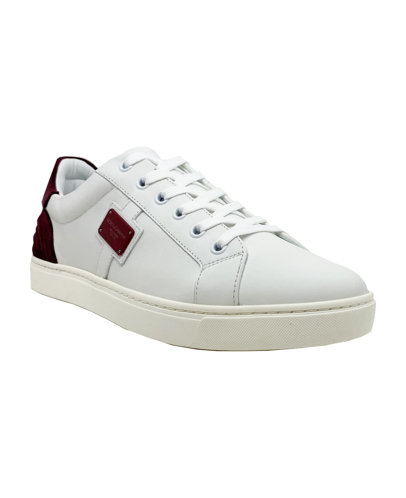 Dolce & Gabbana Logo Leather Sneakers - White スニーカー