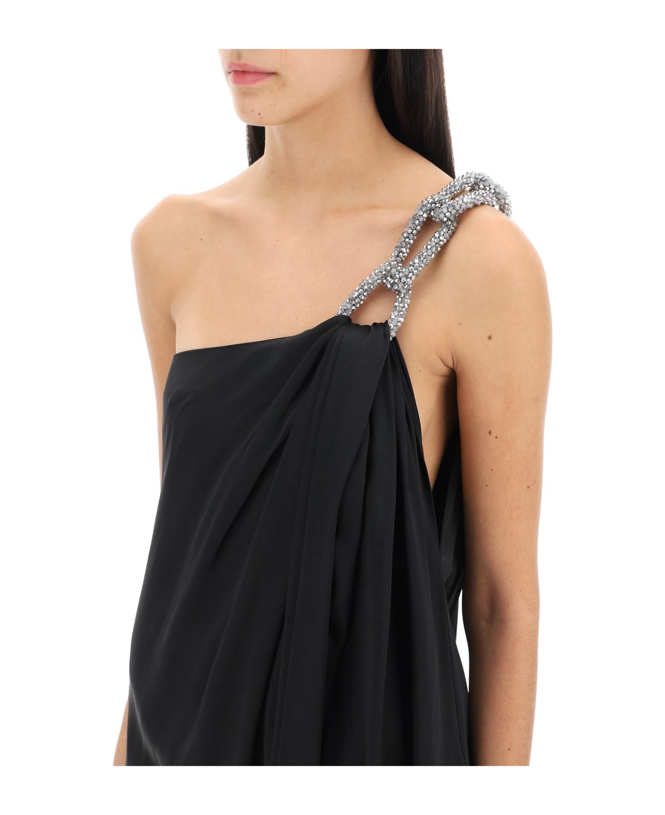 Stella McCartney One-shoulder Dress With Falabella Chain - BLACK (Black)