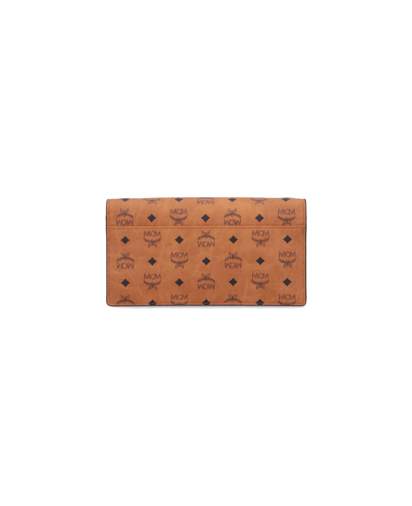 MCM Large Wallet With Logo Shoulder Strap - Brown