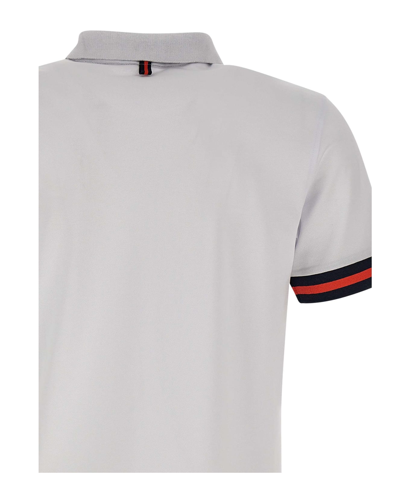Sun 68 "stripes" Cotton Polo Shirt - WHITE