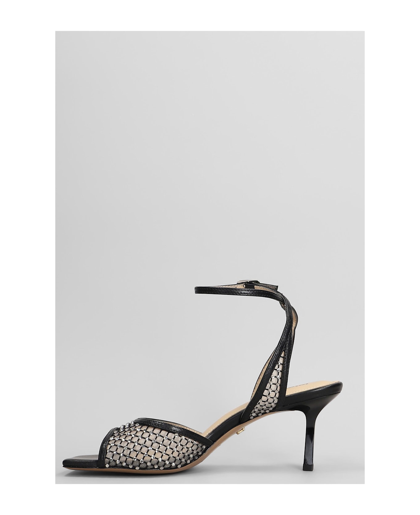 Lola Cruz Carmen 65 Sandals In Black Leather And Fabric - black