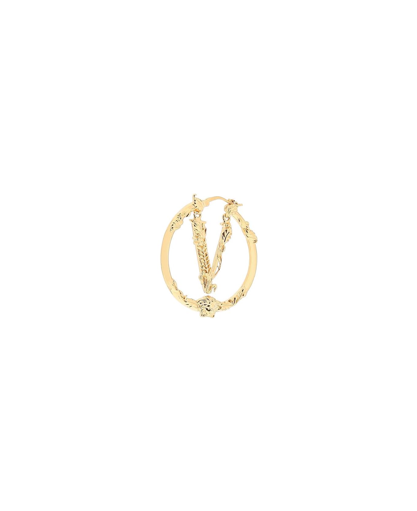 Versace Virtus Hoop Earrings - VERSACE GOLD (Gold) イヤリング