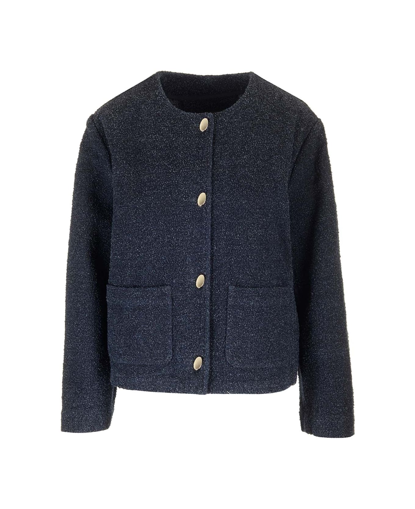 Givenchy Crew Neck Bouclè Jacket - Blue