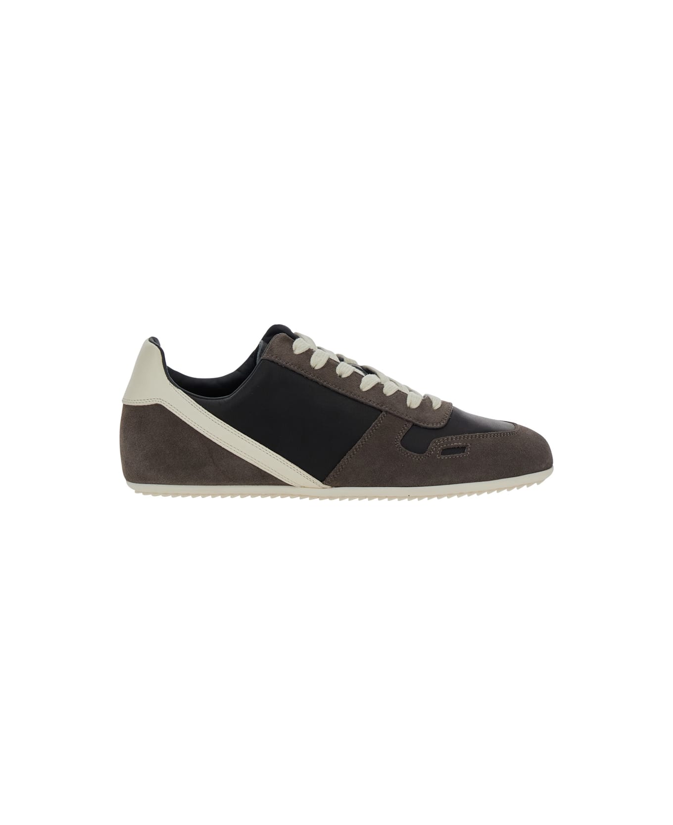 Rick Owens Black Low-top Sneakers With Suede Inserts In Leather Woman - Black