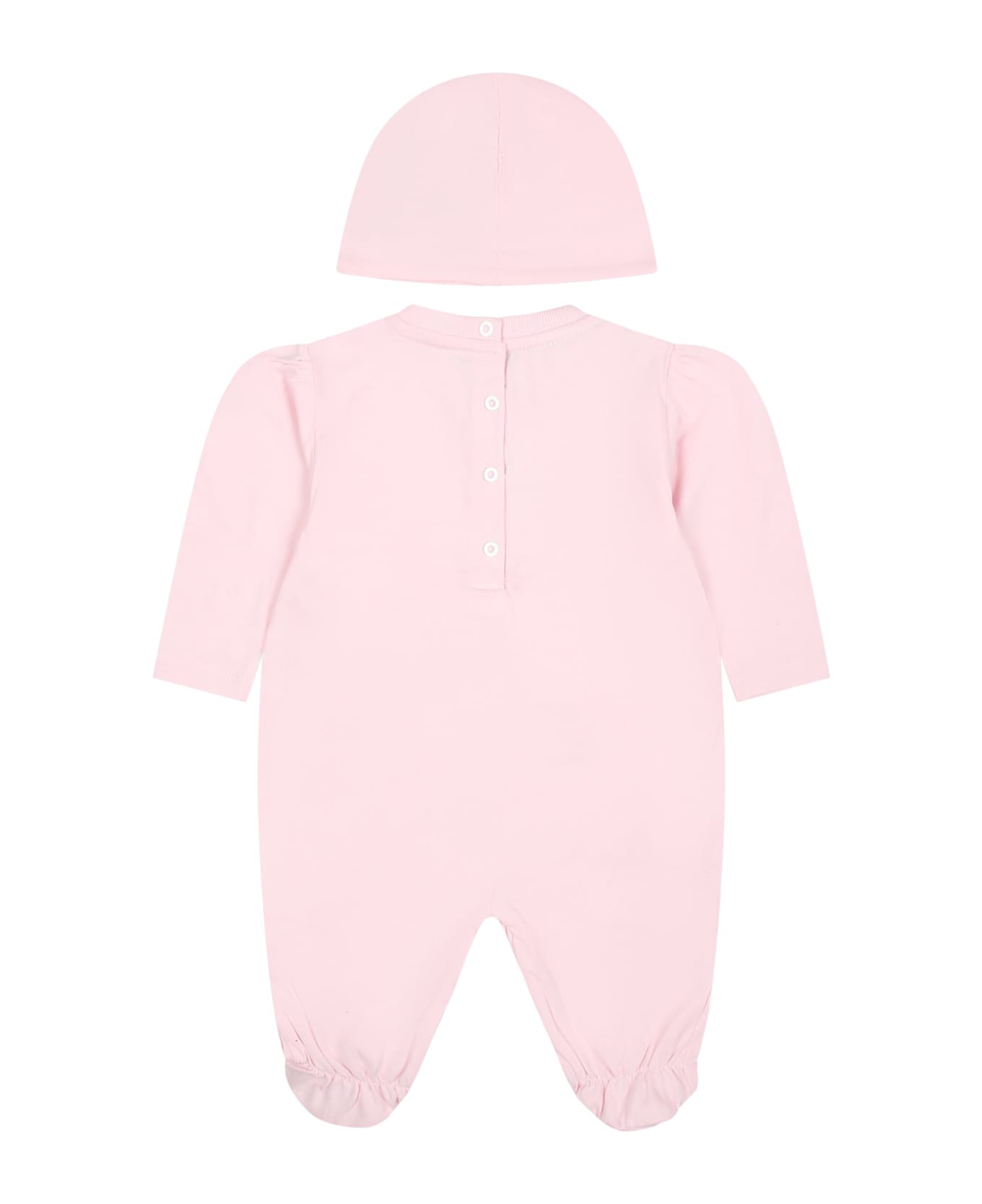 Balmain Pink Babygrown For Baby Girl With Logo - Pink