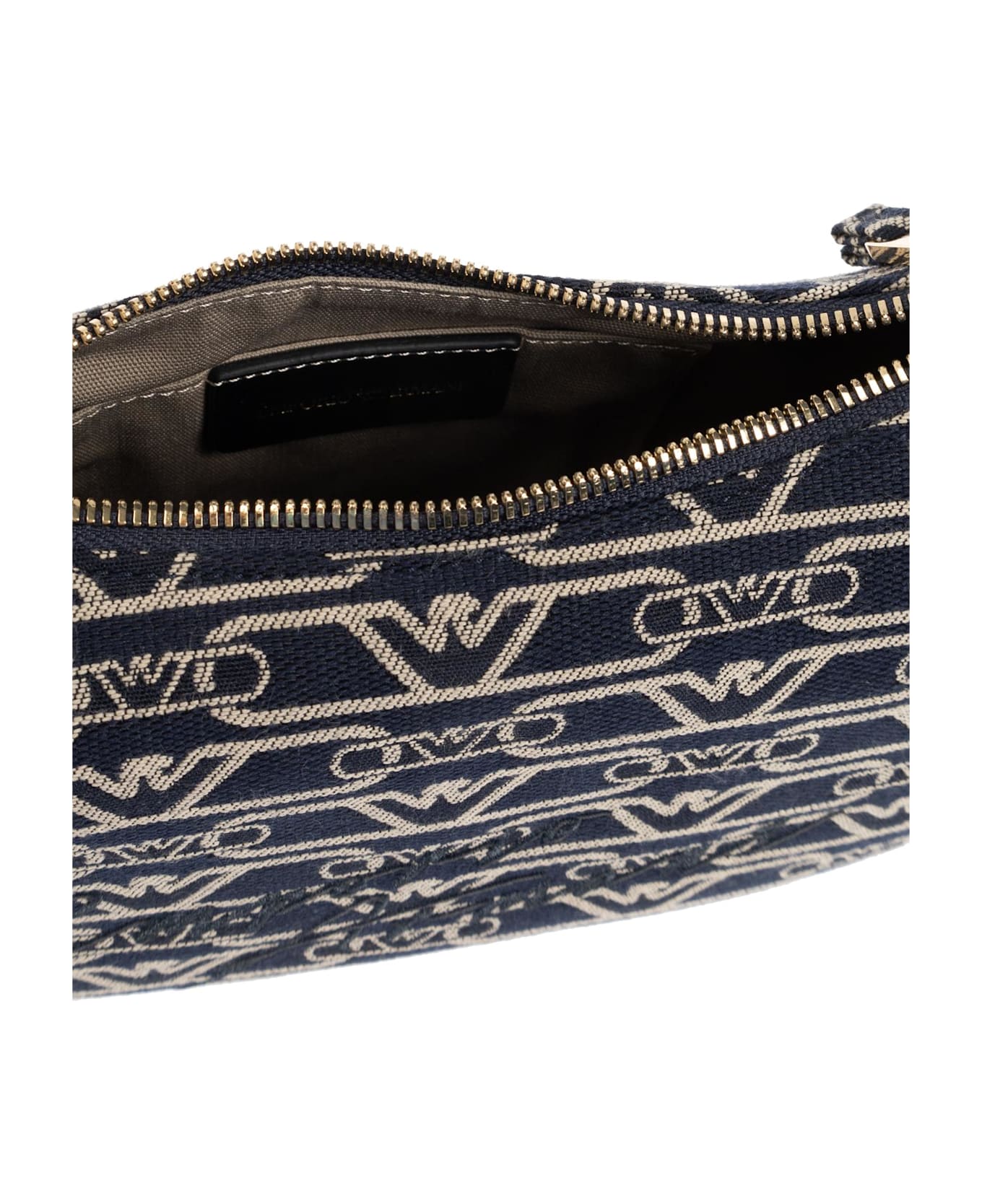 Emporio Armani Shoulder Bag With Embroidered Logo - Denim