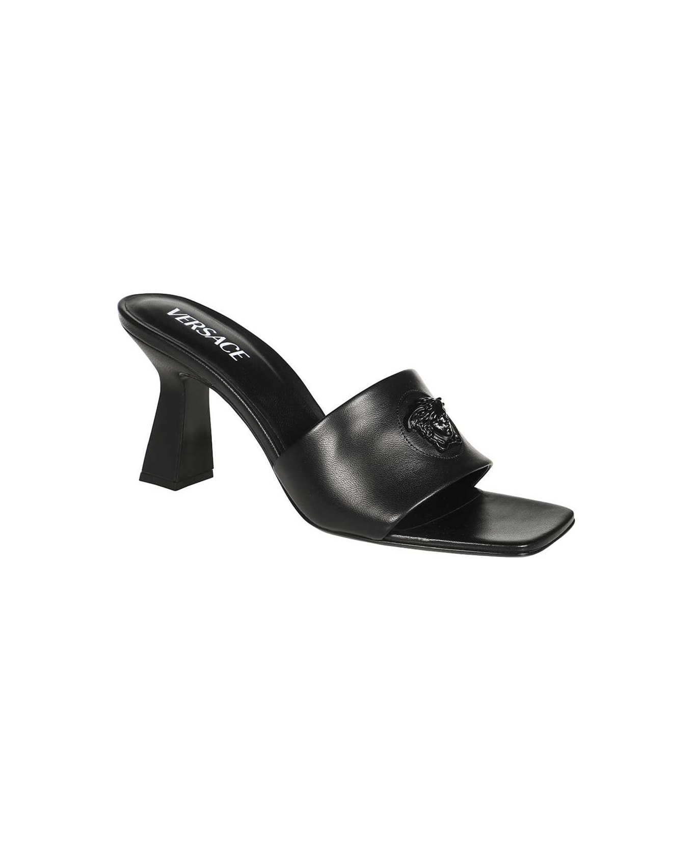 Versace Leather Mules - black