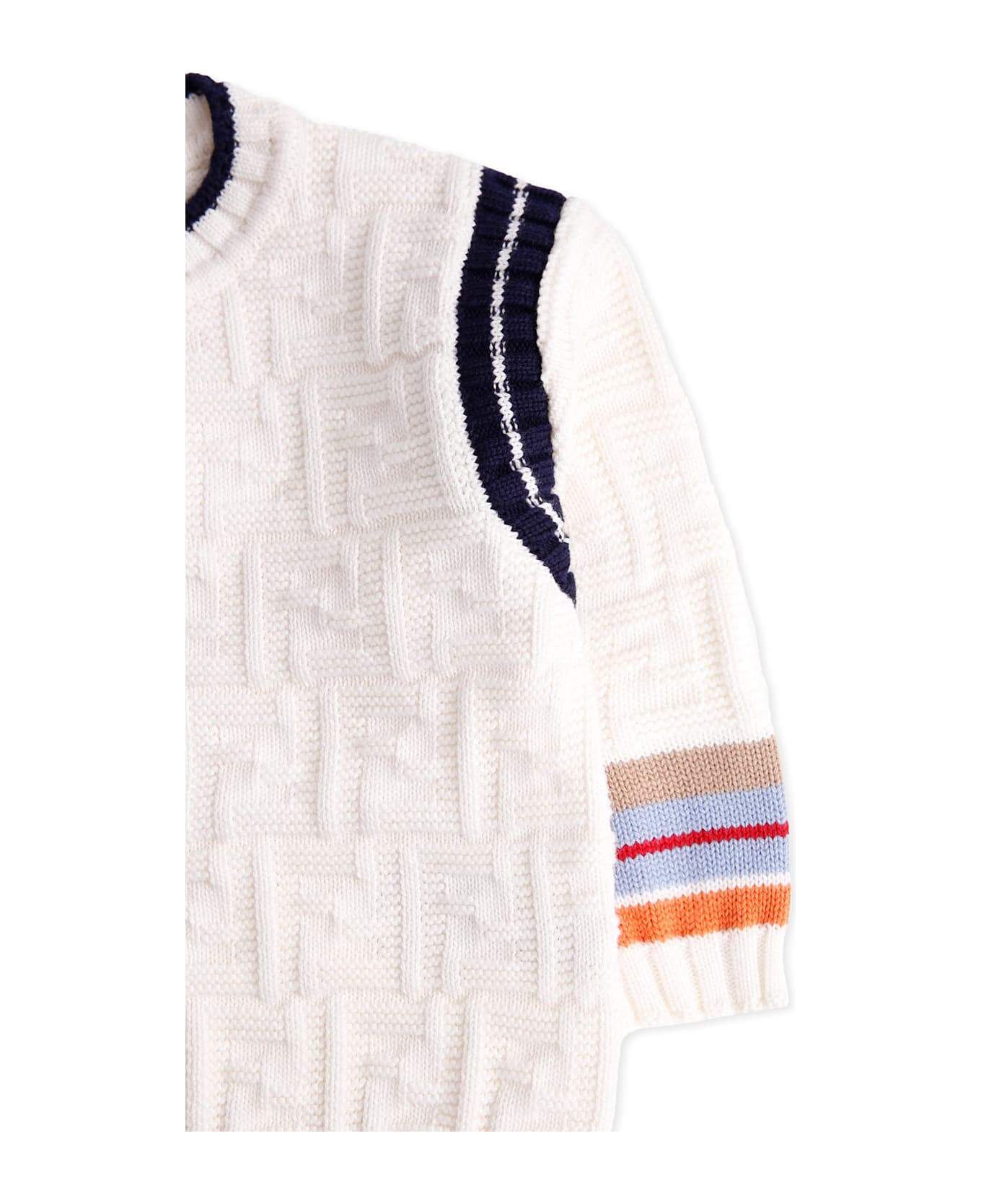 Fendi Ivory Sweater With All-over Ff For Baby - Ivory