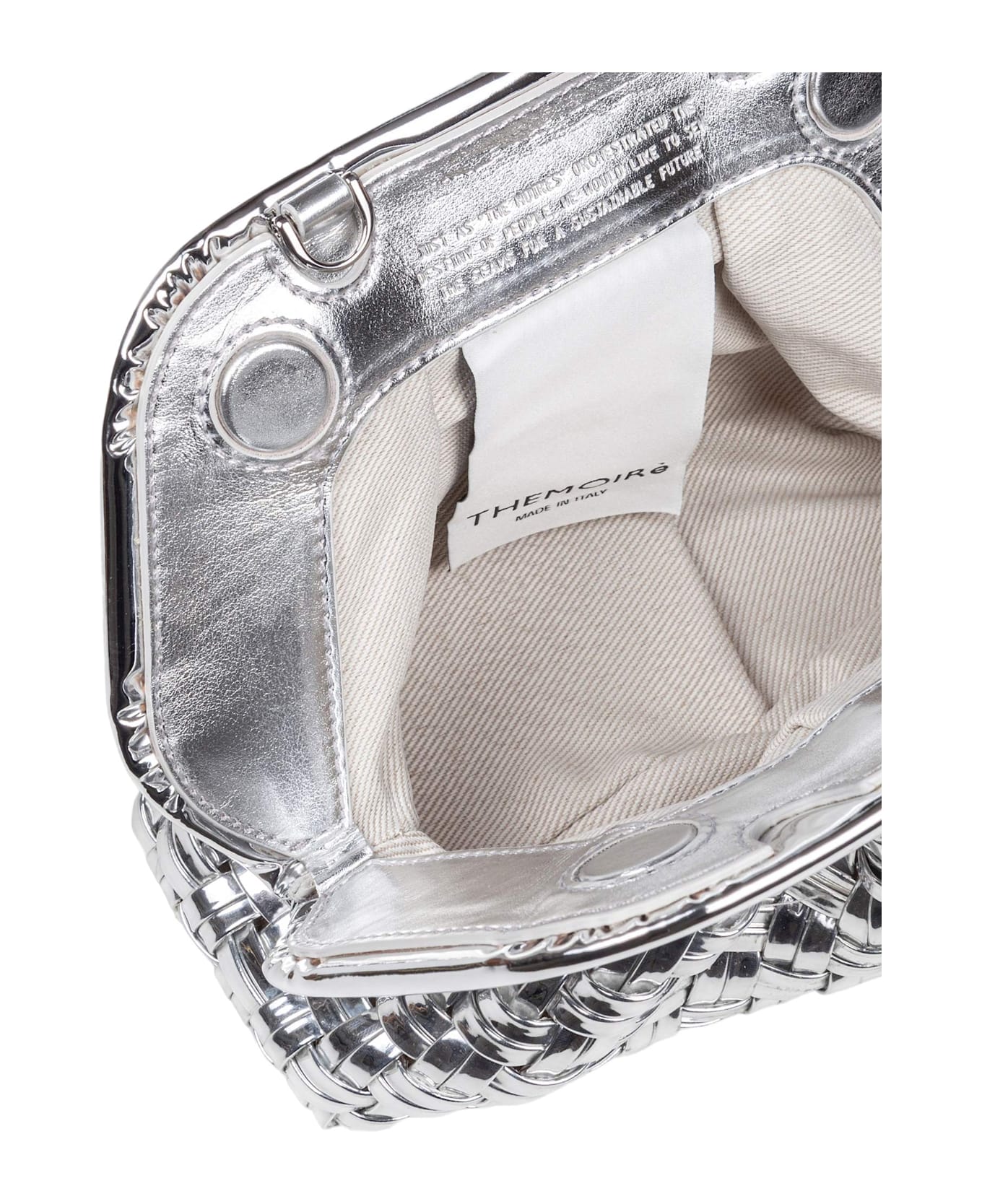 THEMOIRè Vegan Fabric Clutch Bag Mirror Effect Color Silver - Silver