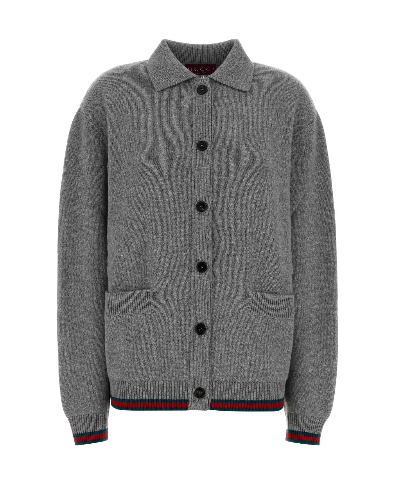 Gucci Grey Wool Blend Oversize Cardigan - GREY カーディガン
