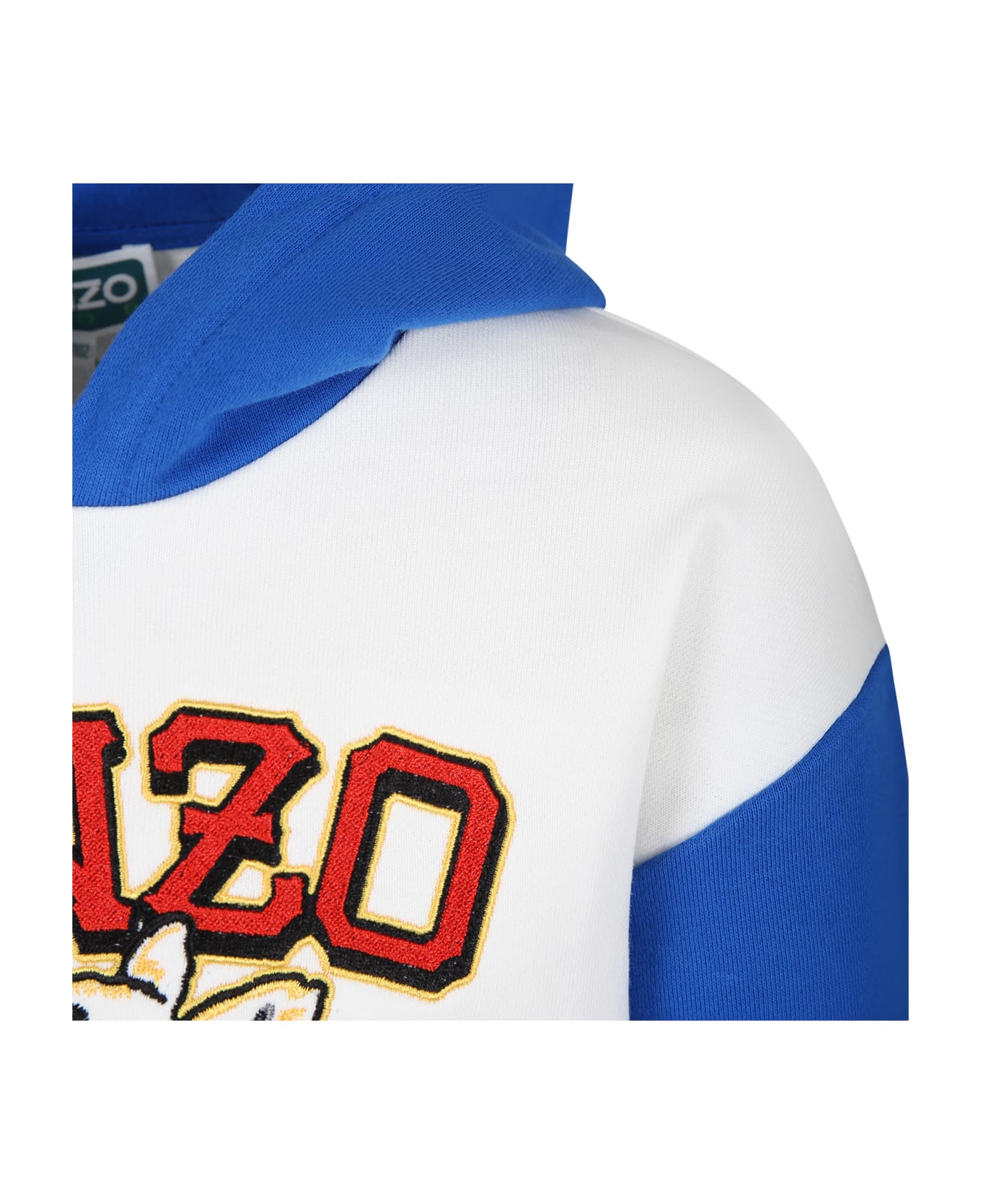 Kenzo Kids Multicolor Hooded Sweatshirt For Boy With Logo - Avorio