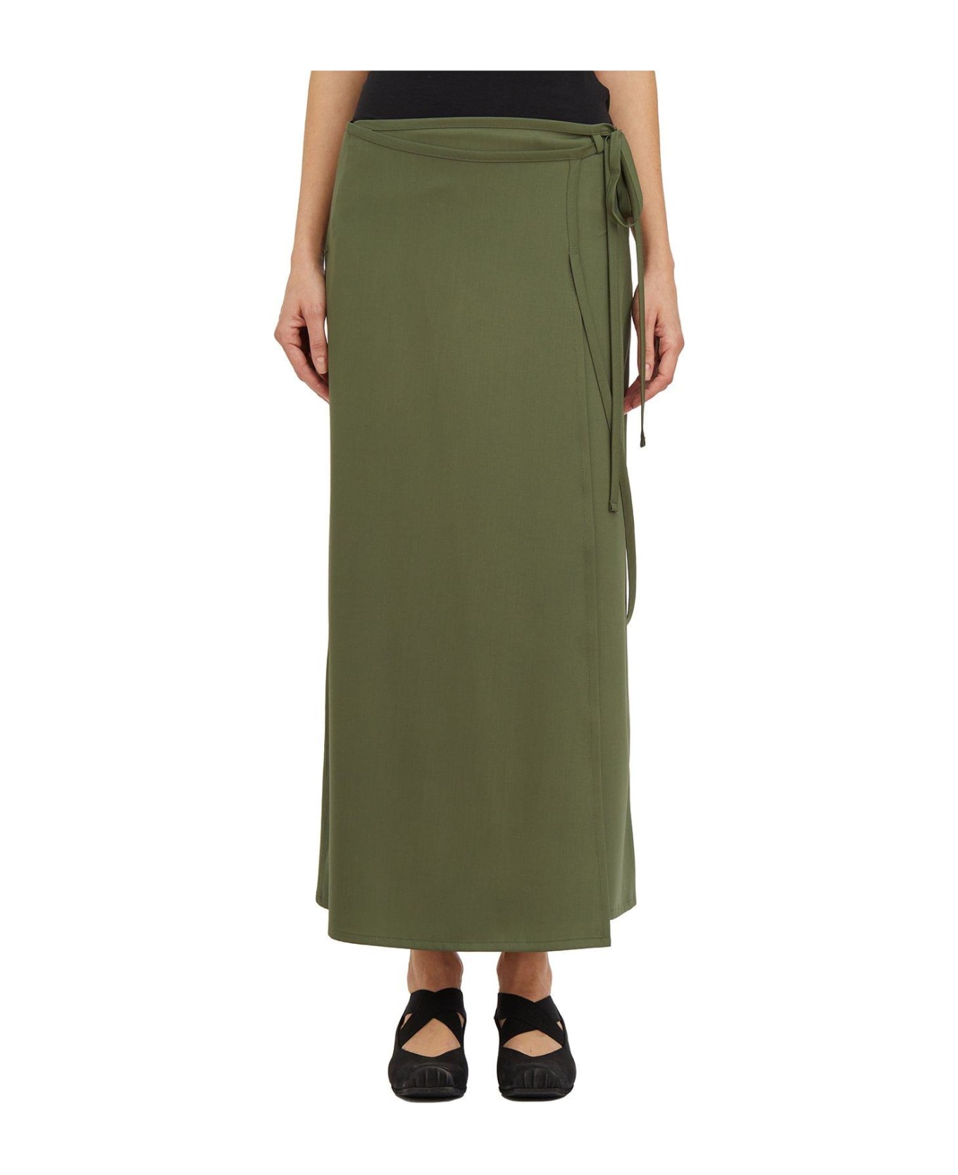 Lemaire Tied-waist Wrapped Midi Skirt - SMOKY GREEN