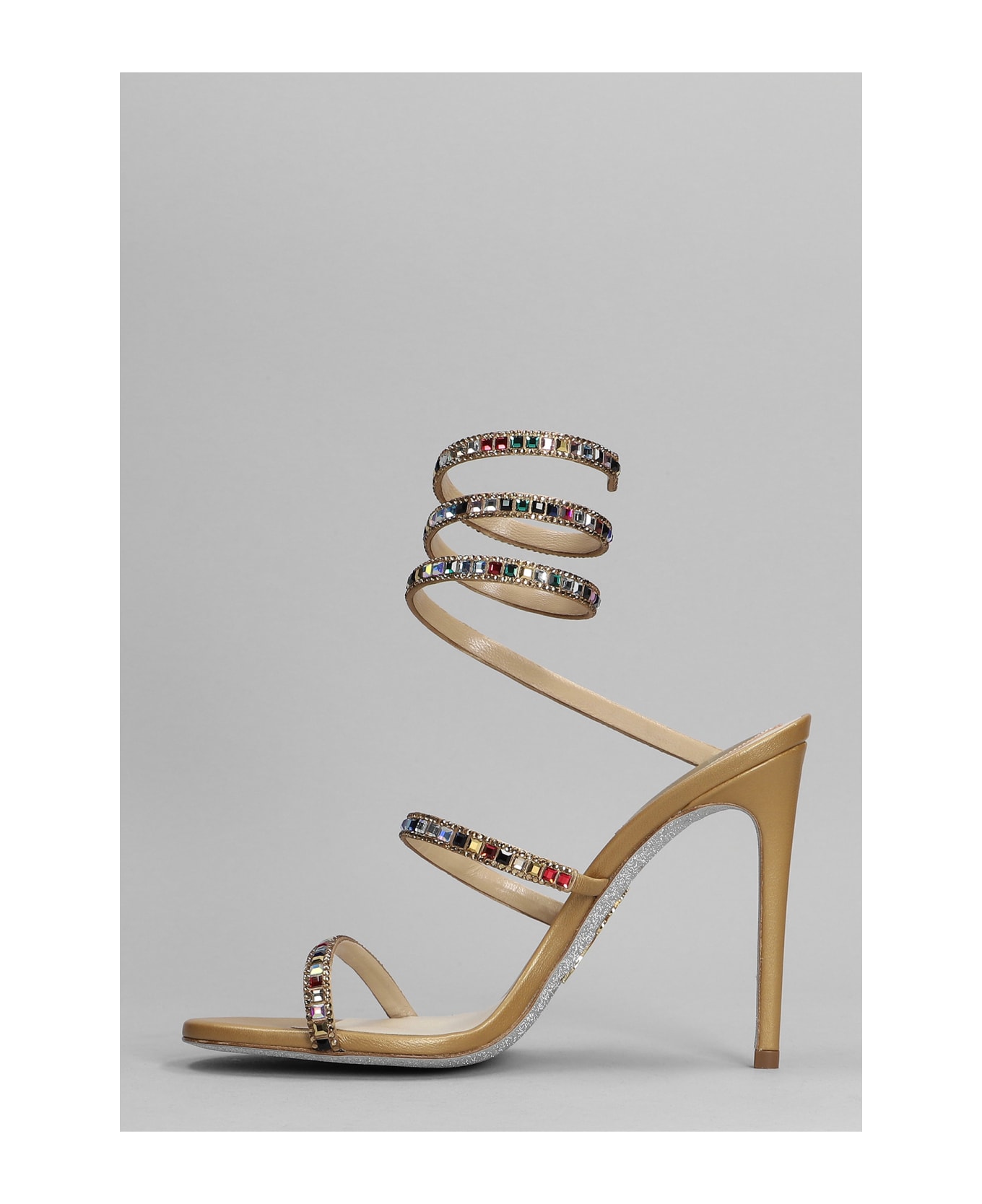 René Caovilla Cleo Sandals In Gold Leather - gold