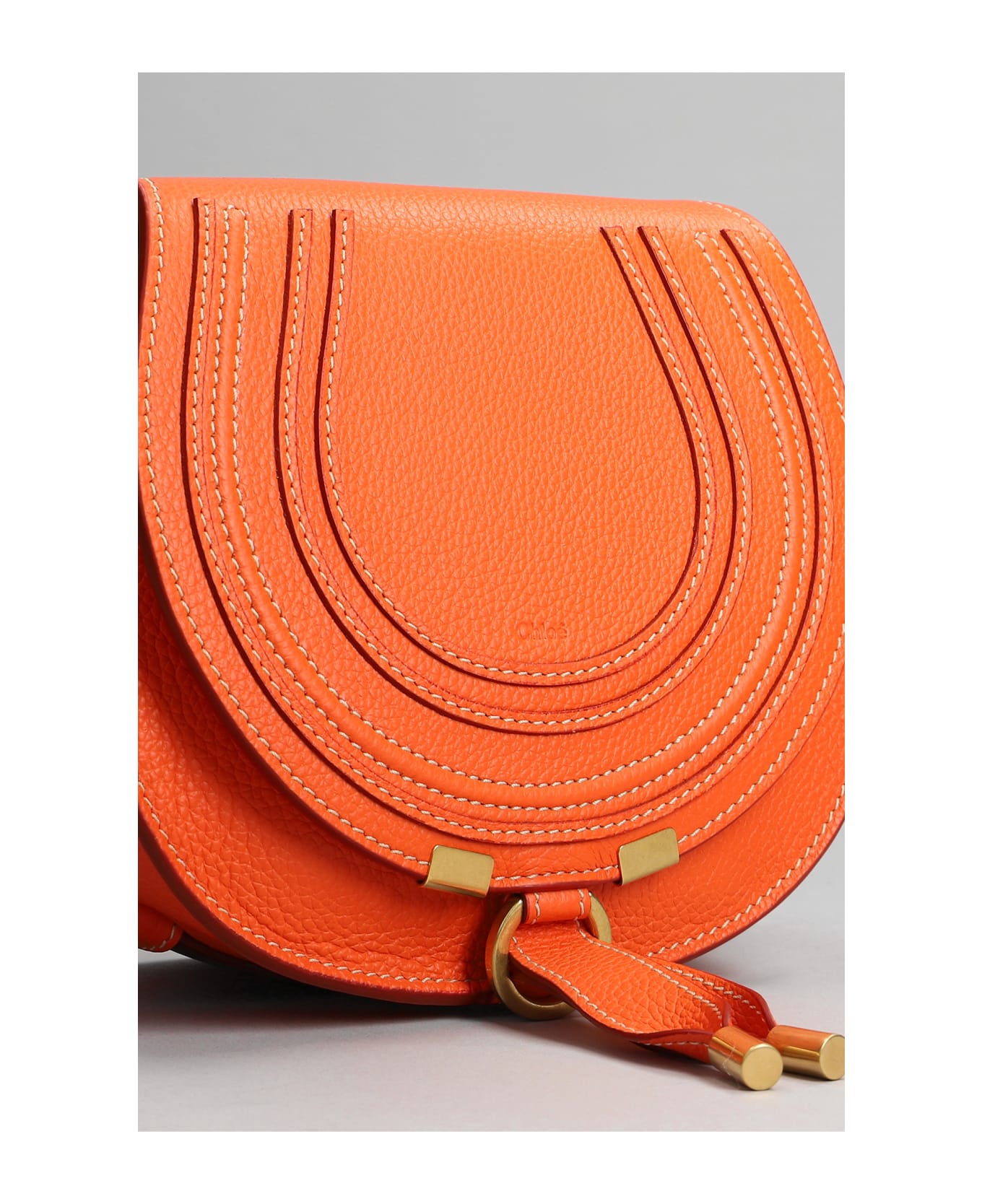 Chloé Marcie  Shoulder Bag In Orange Leather - orange