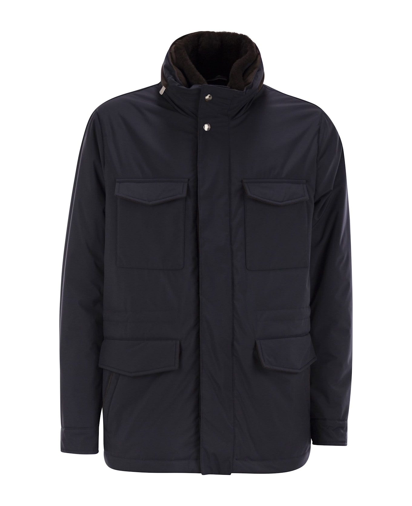 Fedeli Trieste - Rain Jacket And Shearling. - Blue