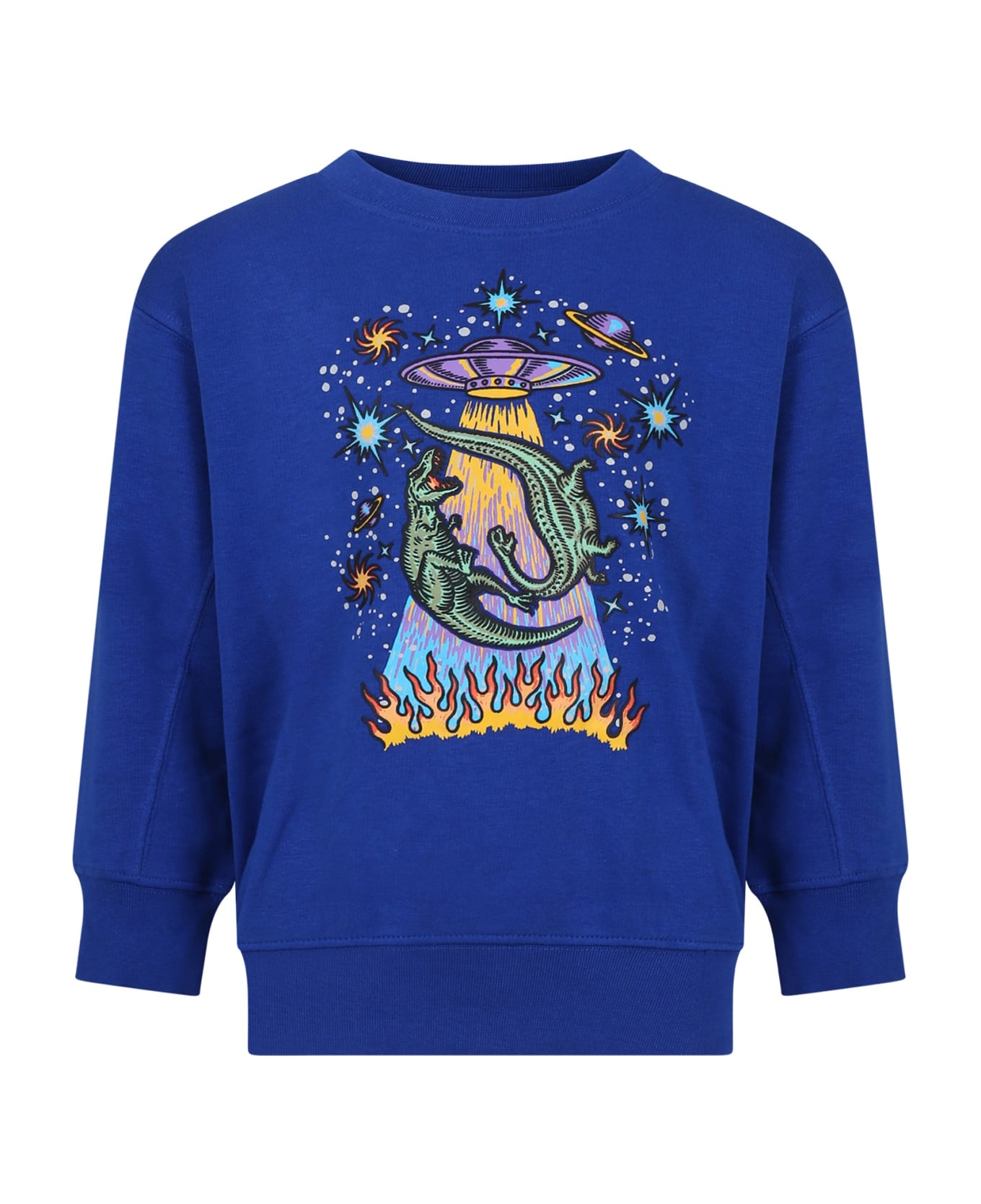 Molo Blue Sweatshirt For Boy With Dinosaur And Ufo - Blue