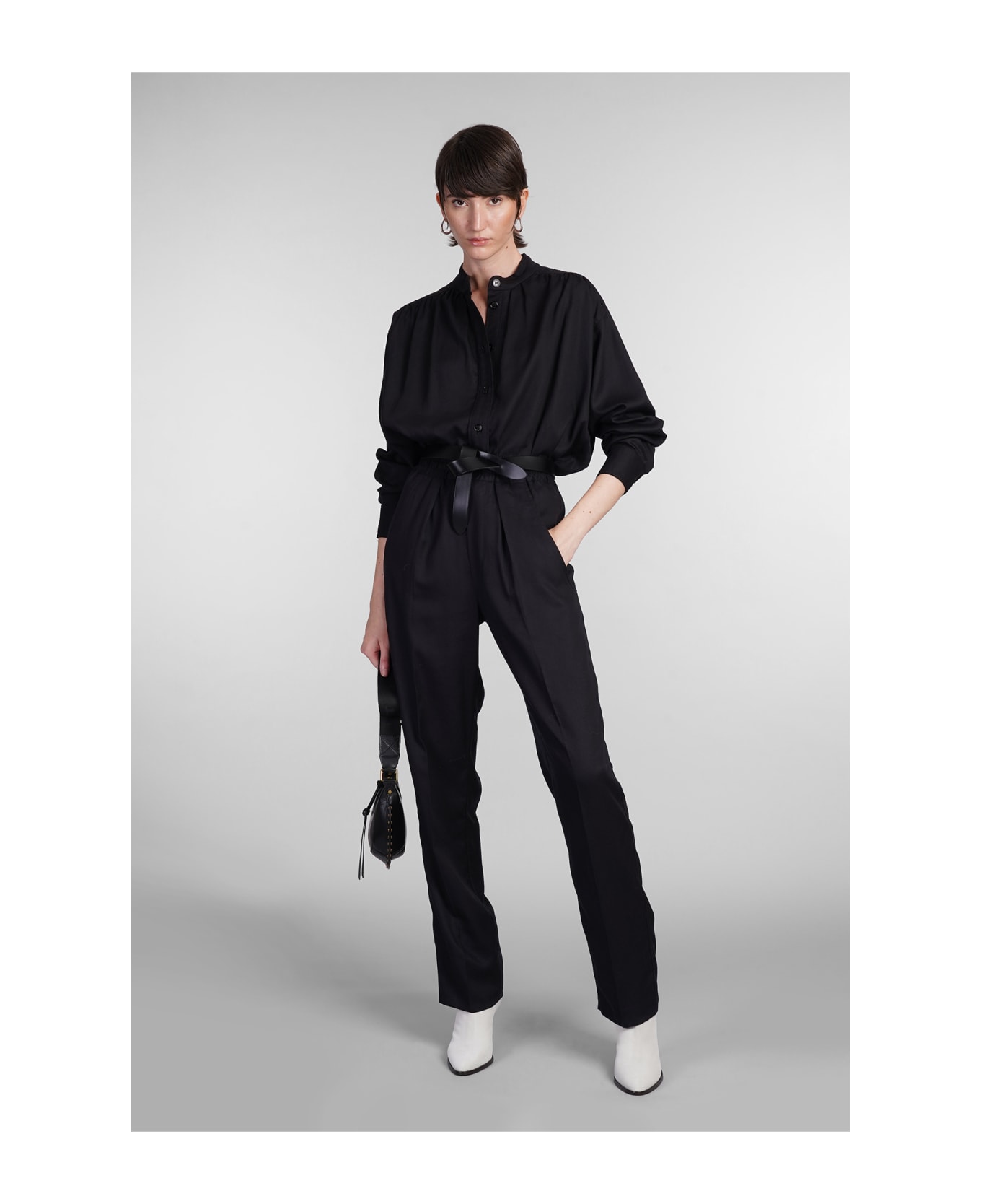 Marant Étoile Vinciane Pants In Black Wool And Polyester - black