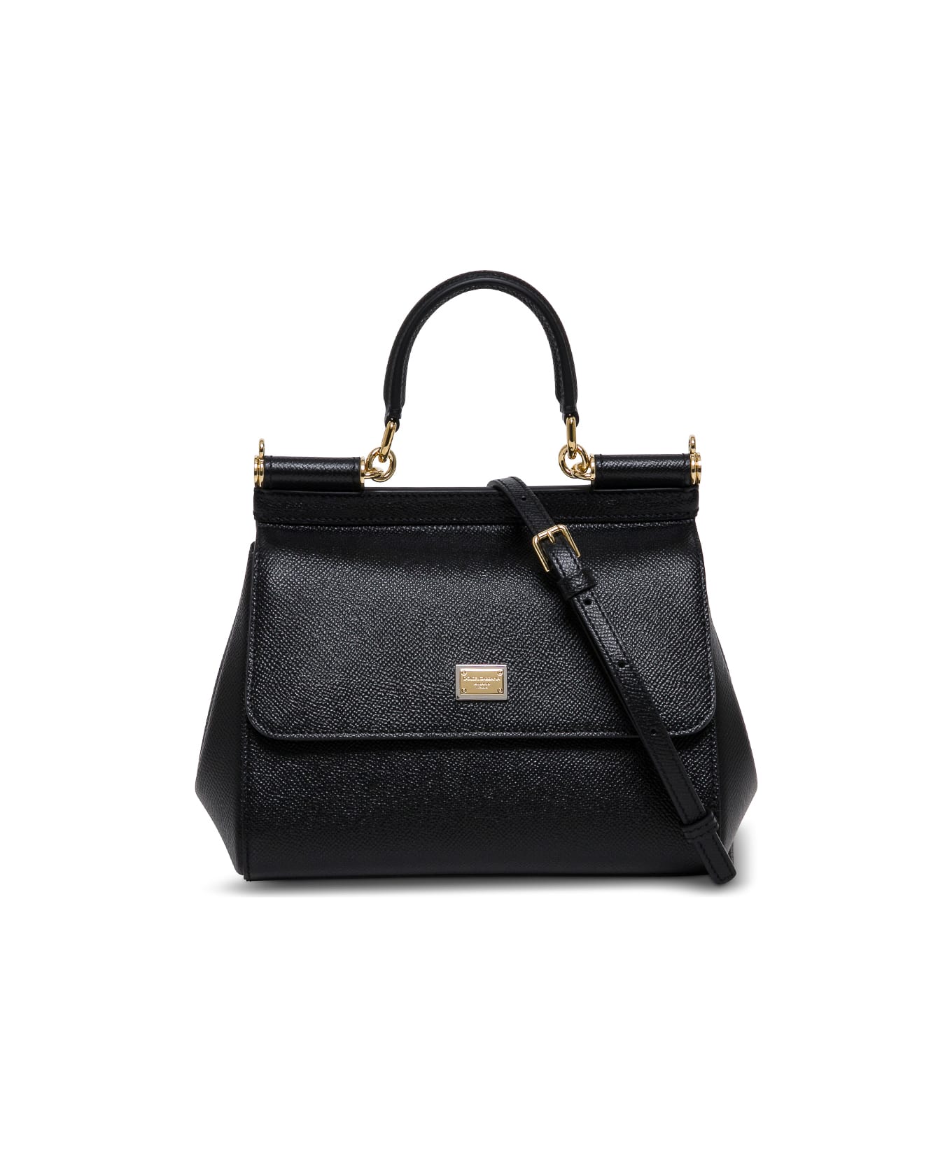 Dolce & Gabbana Woman's Sicily Dauphine Leather Handbag - Black