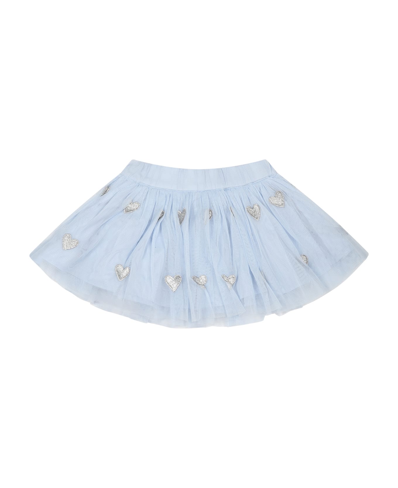 Stella McCartney Kids Light Blue Skirt For Baby Girl With Hearts - Light Blue