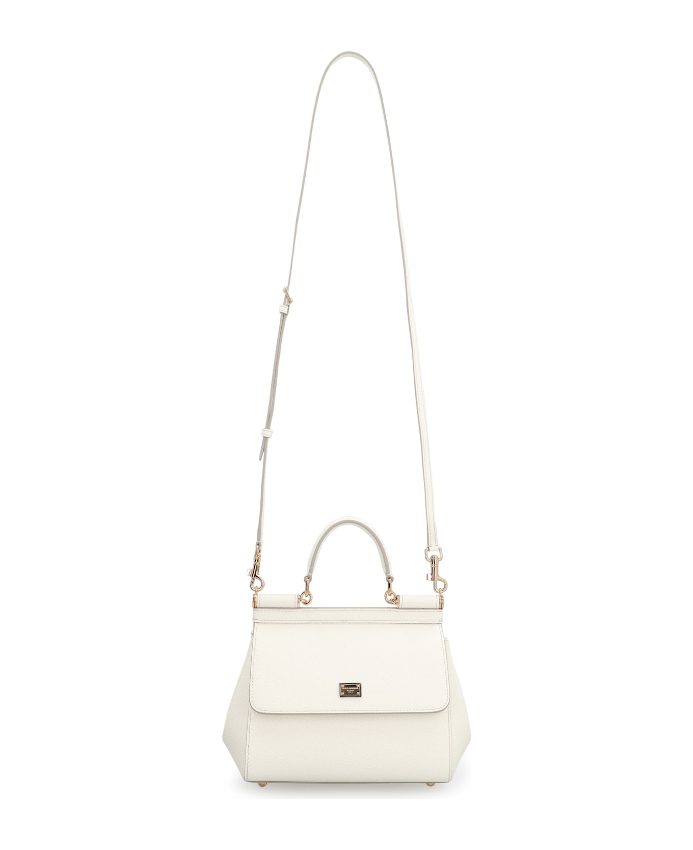 Dolce 
Gabbana Sicily Media Leather Handbag - White