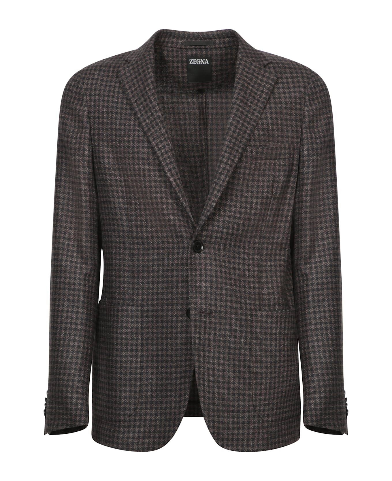 Zegna Brown/black Wool And Cashmere Jacket - Brown