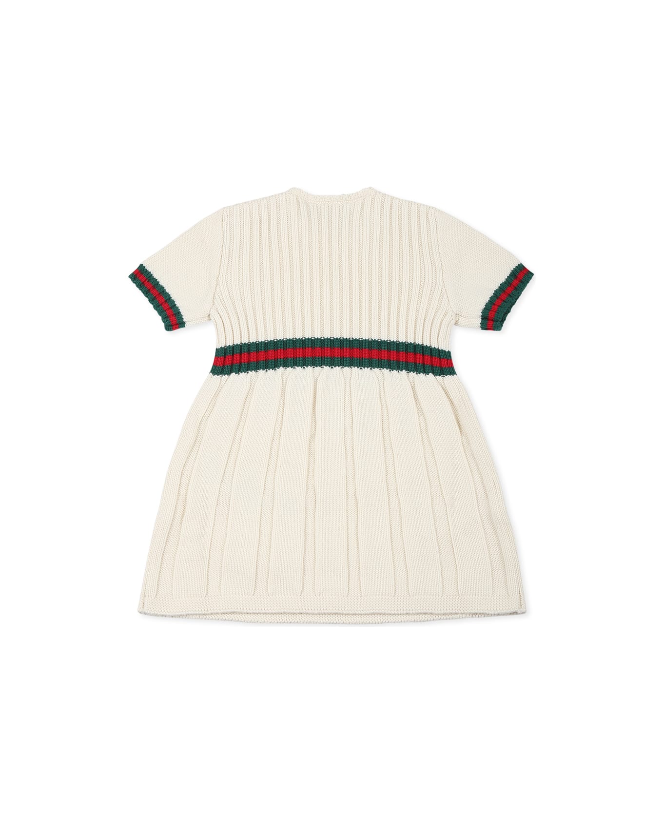 Gucci Ivory Dress For Baby Girl With Web Detail - Ivory