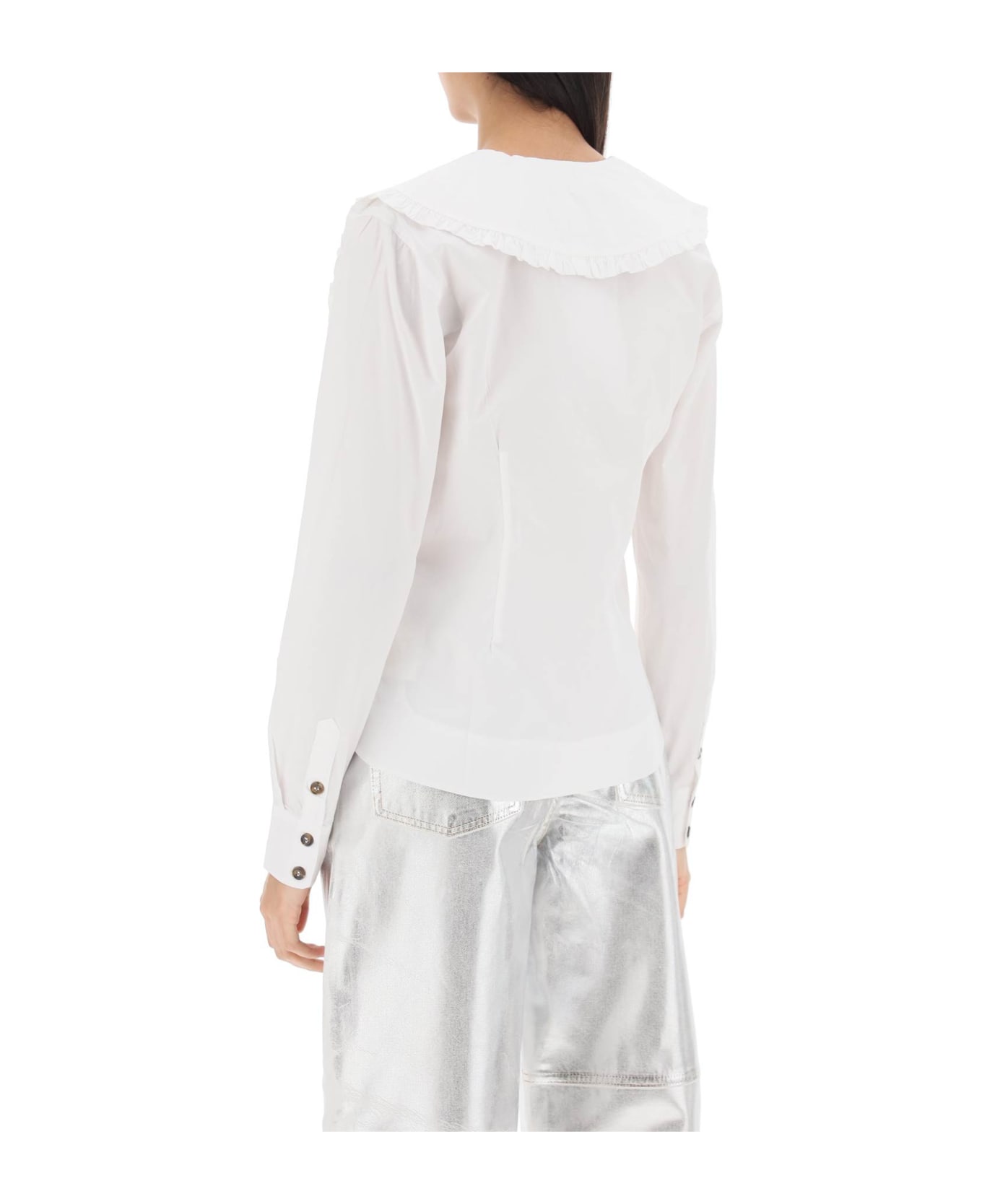 Ganni Maxi Collar Shirt - BRIGHT WHITE (White) シャツ