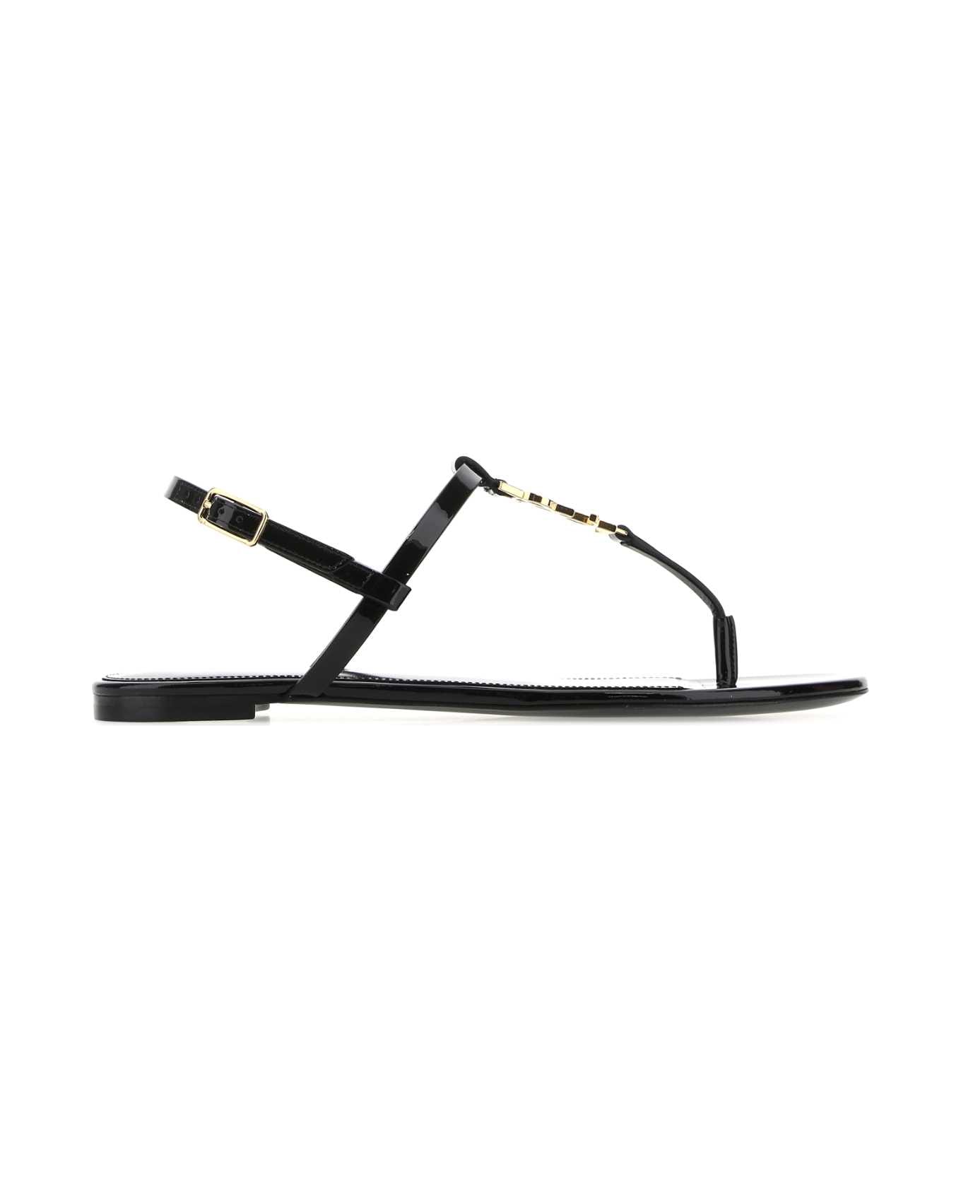 Saint Laurent Black Leather Cassandra Sandals - 1000