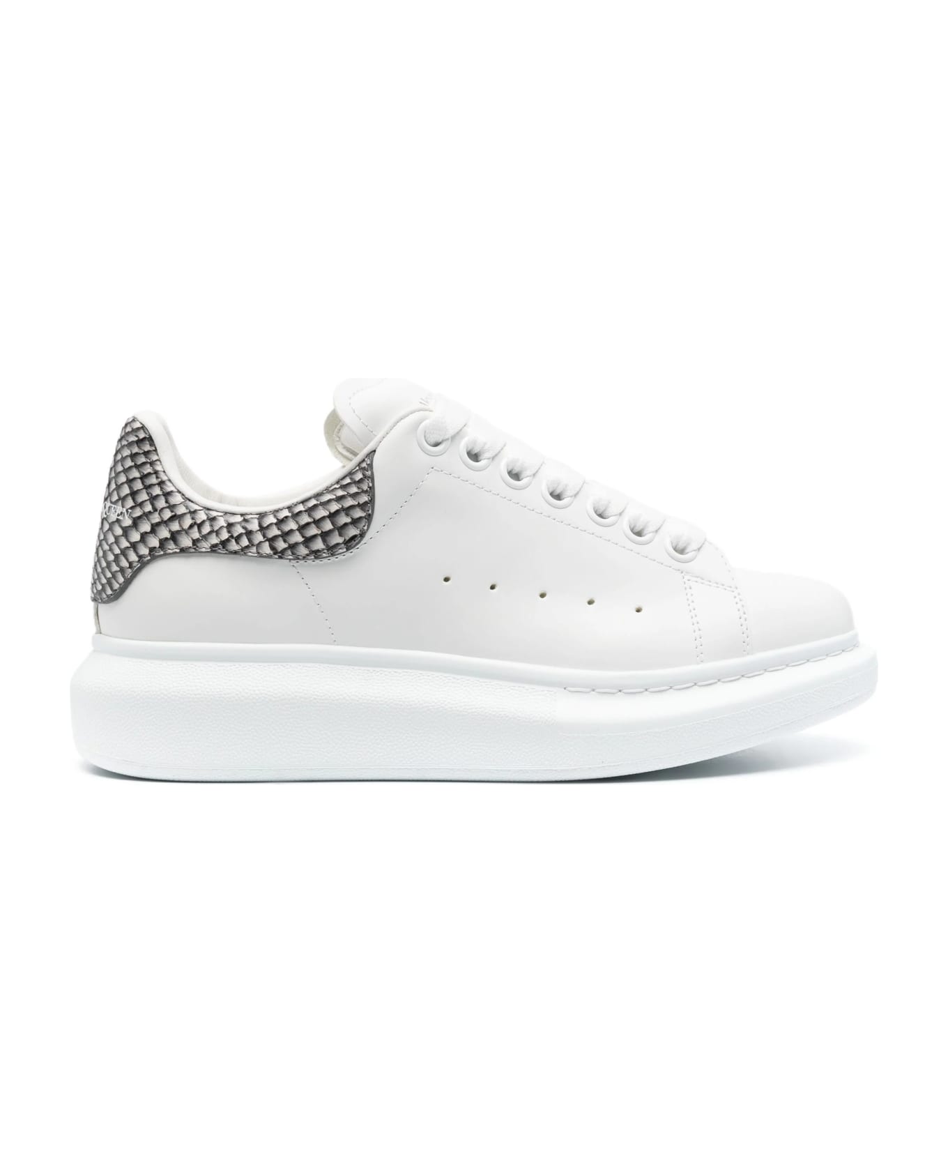 Alexander McQueen White Oversized Sneakers With Snake Print features - White