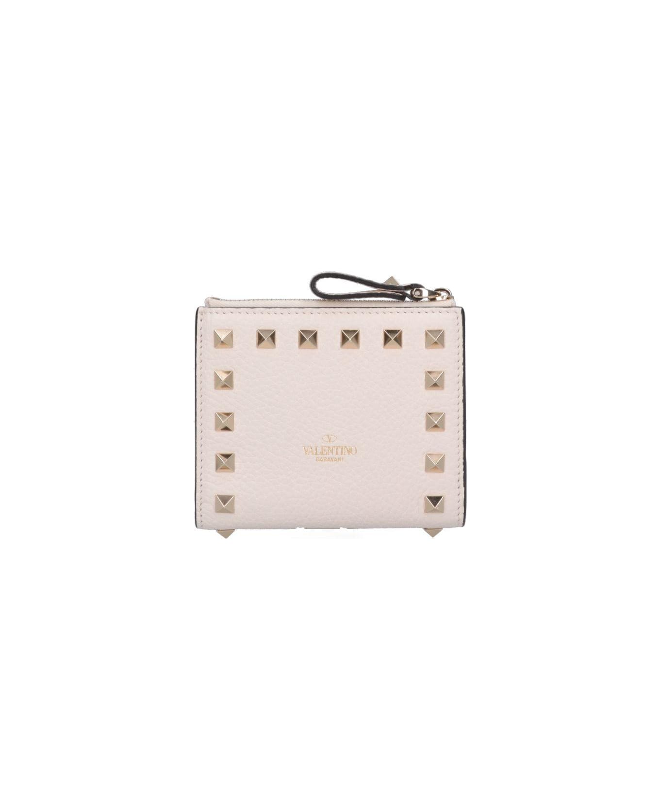 Valentino Garavani Stud Detail Bi Fold Wallet - Ivory