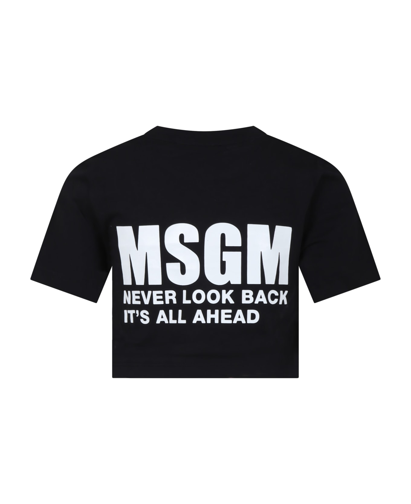 MSGM Black T-shirt For Girl With Logo - Black Tシャツ＆ポロシャツ