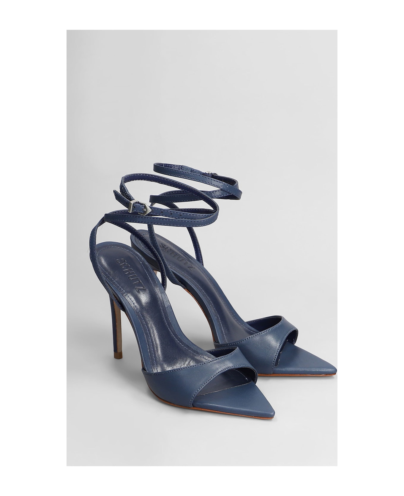Schutz Sandals In Blue Leather - blue