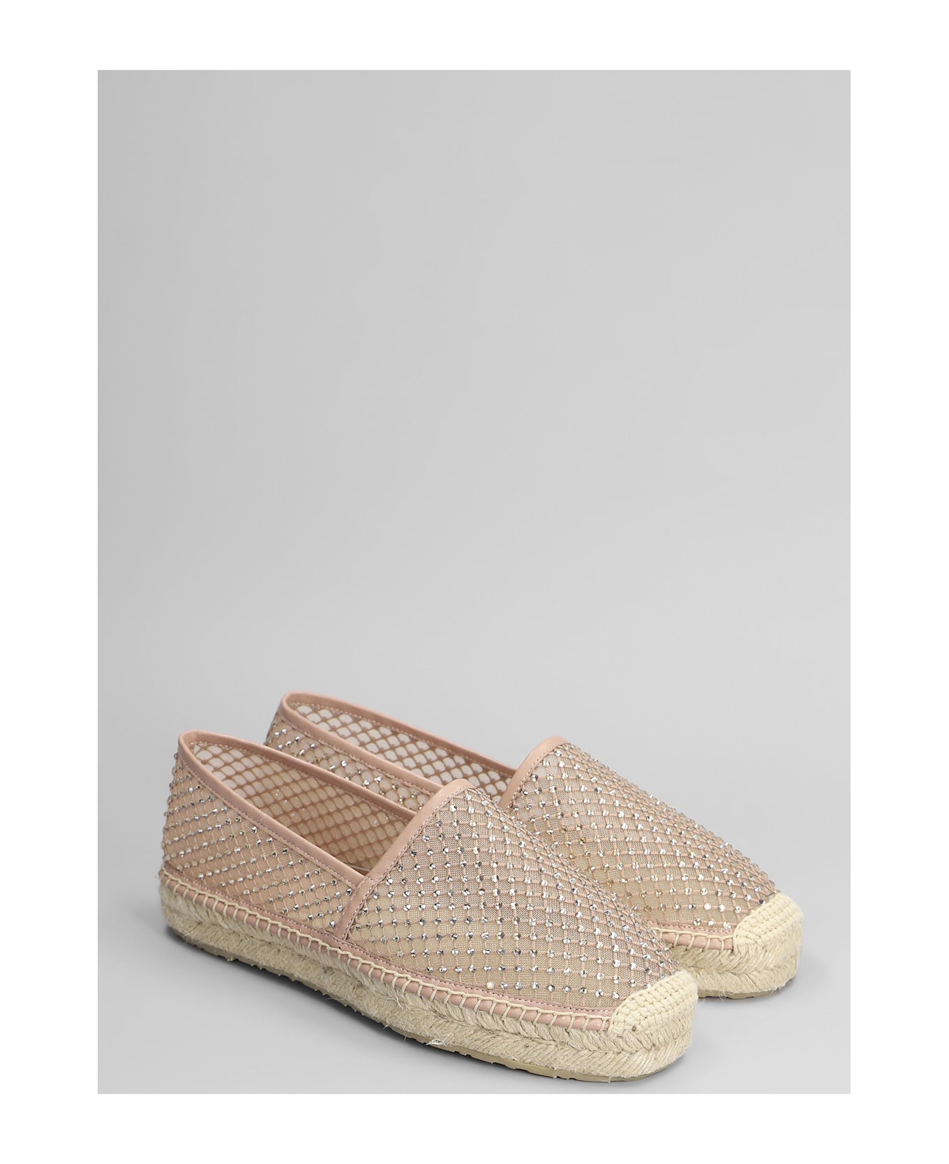 Lola Cruz Carmen Espadrilles In Powder Leather And Fabric - powder