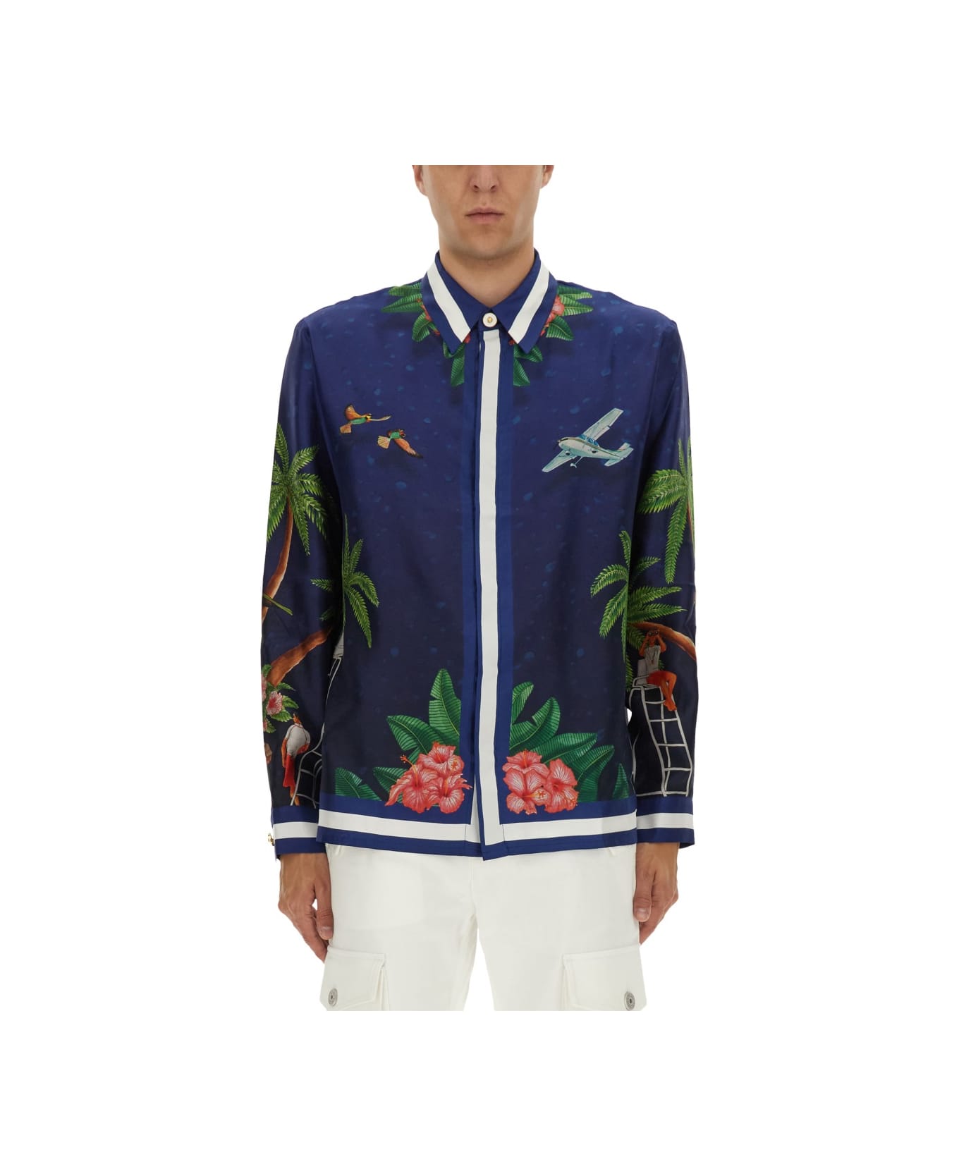 Casablanca "surf Club Midnight" Print Shirt - BLUE
