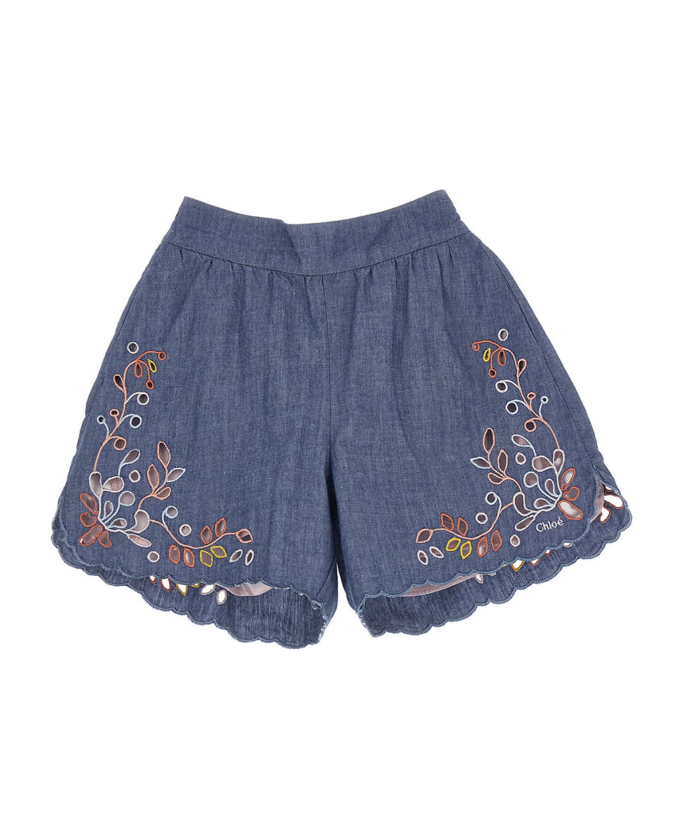 Chloé Embroidery Chamb Ray Shorts - Light Blue ボトムス