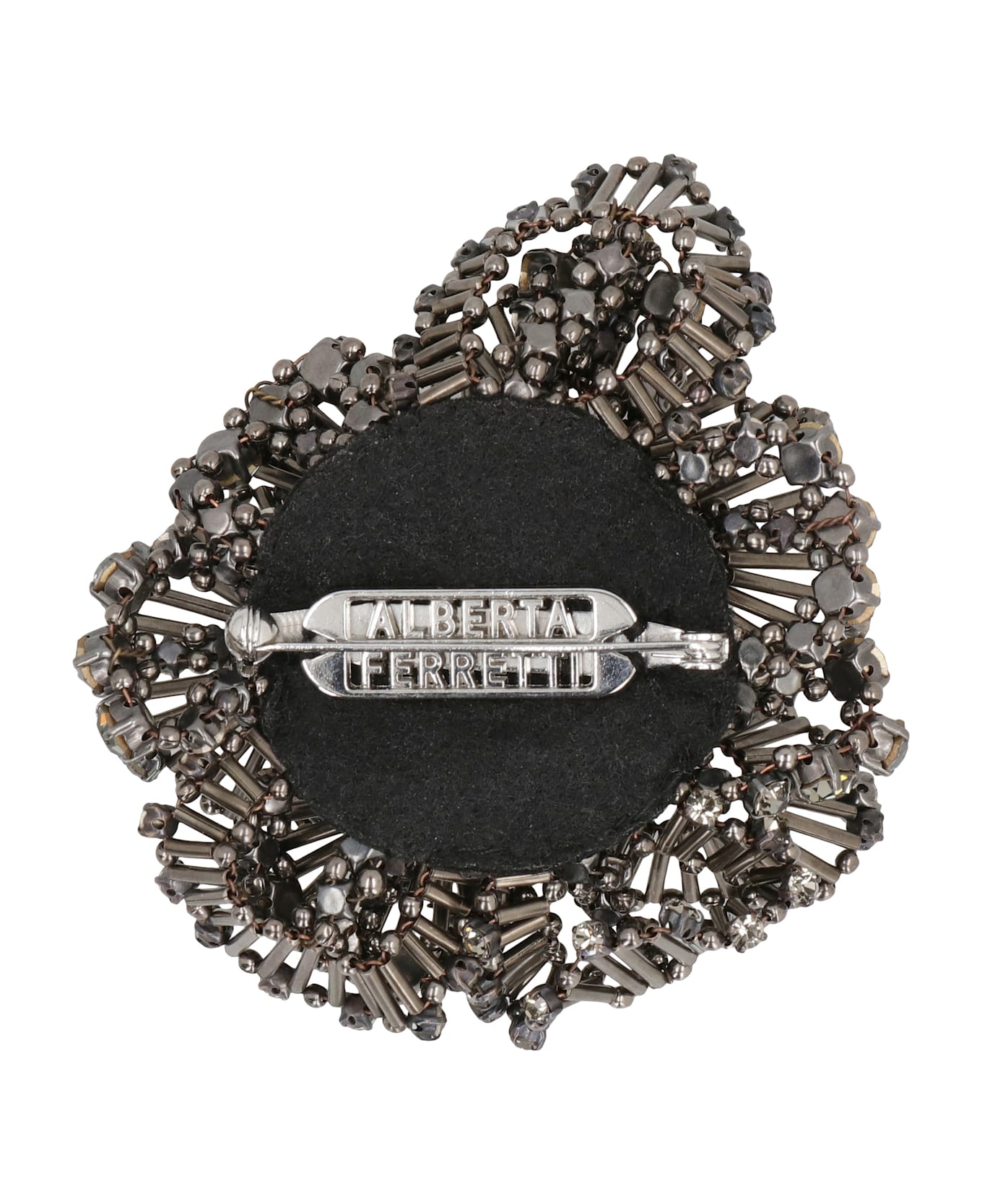 Alberta Ferretti Floral Metal Brooch - grey