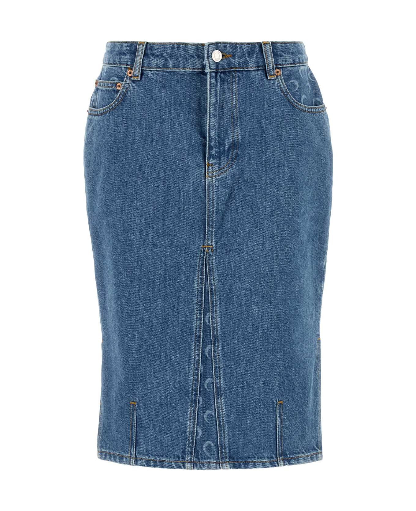 Marine Serre Denim Skirt - LIGHTBLUE