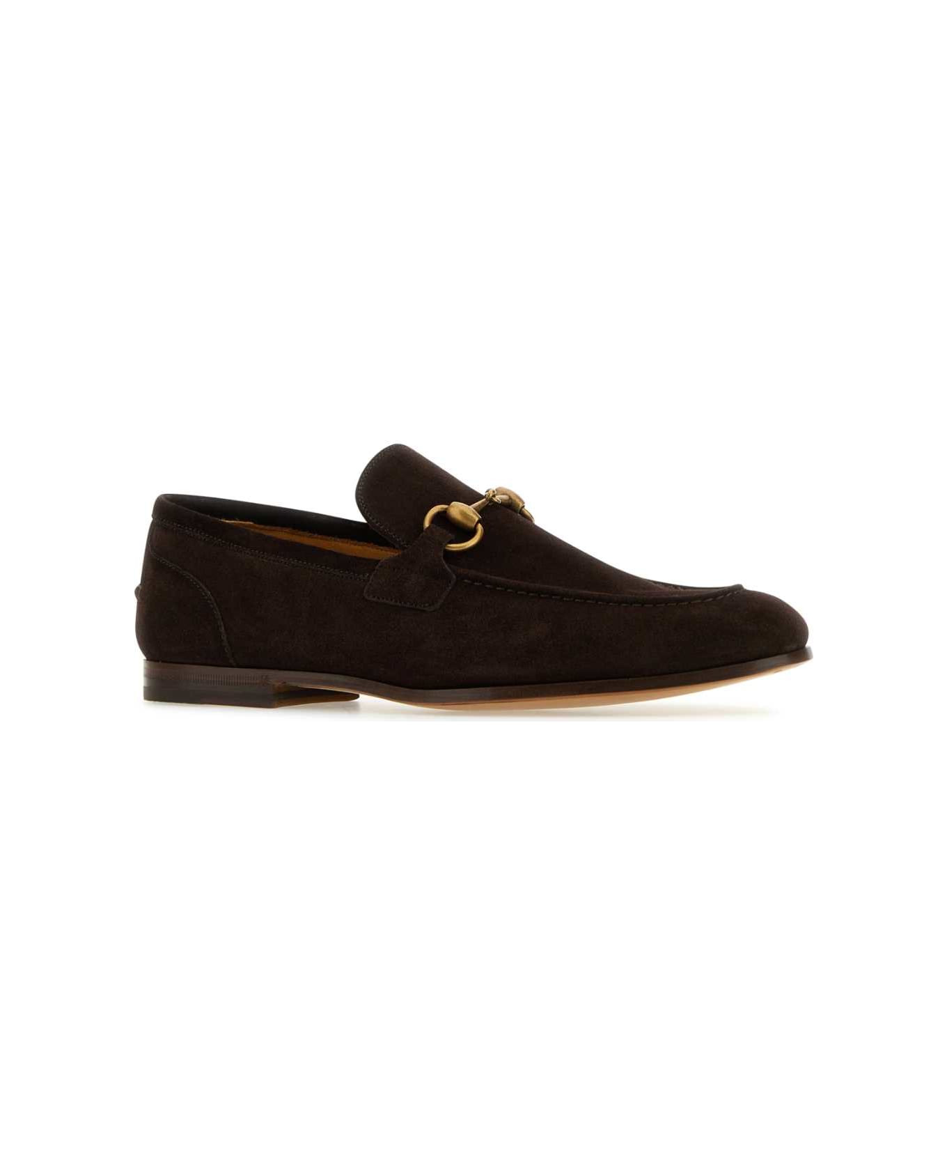 Gucci Chocolate Suede Loafers - COCOA
