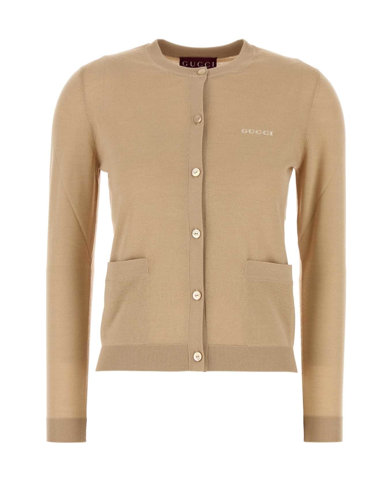 Gucci Beige Cashmere Blend Cardigan - BEIGE