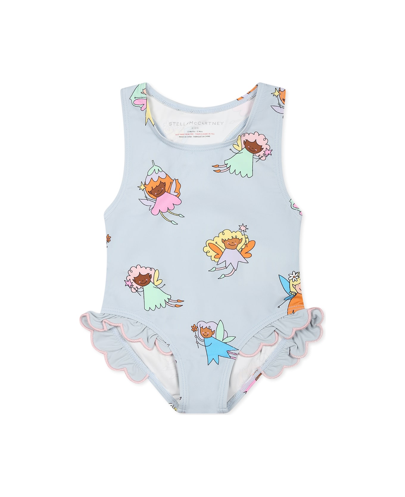 Stella McCartney Kids Light Blue Swimsuit For Baby Girl With Fairies - Light Blue