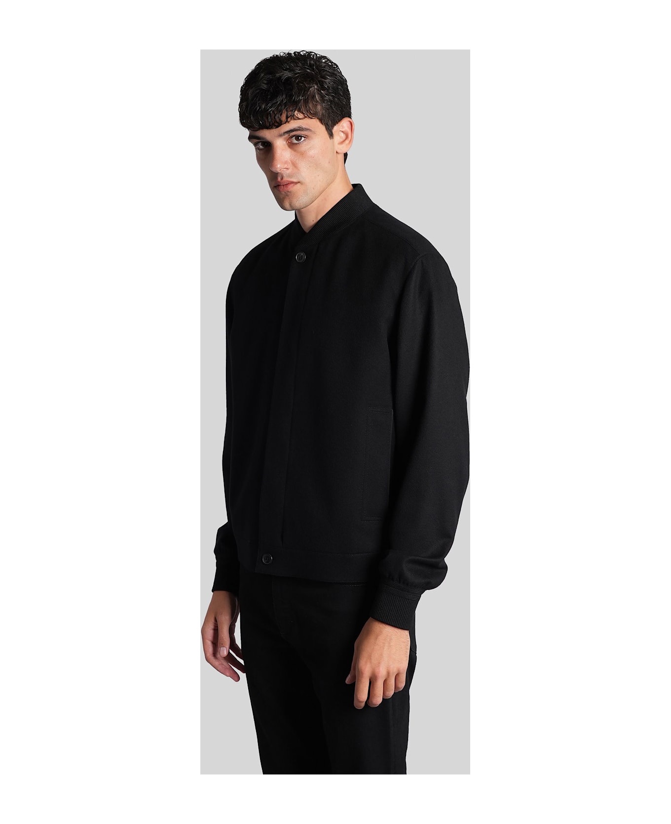 Zegna Bomber Jacket In Black Cashmere - black
