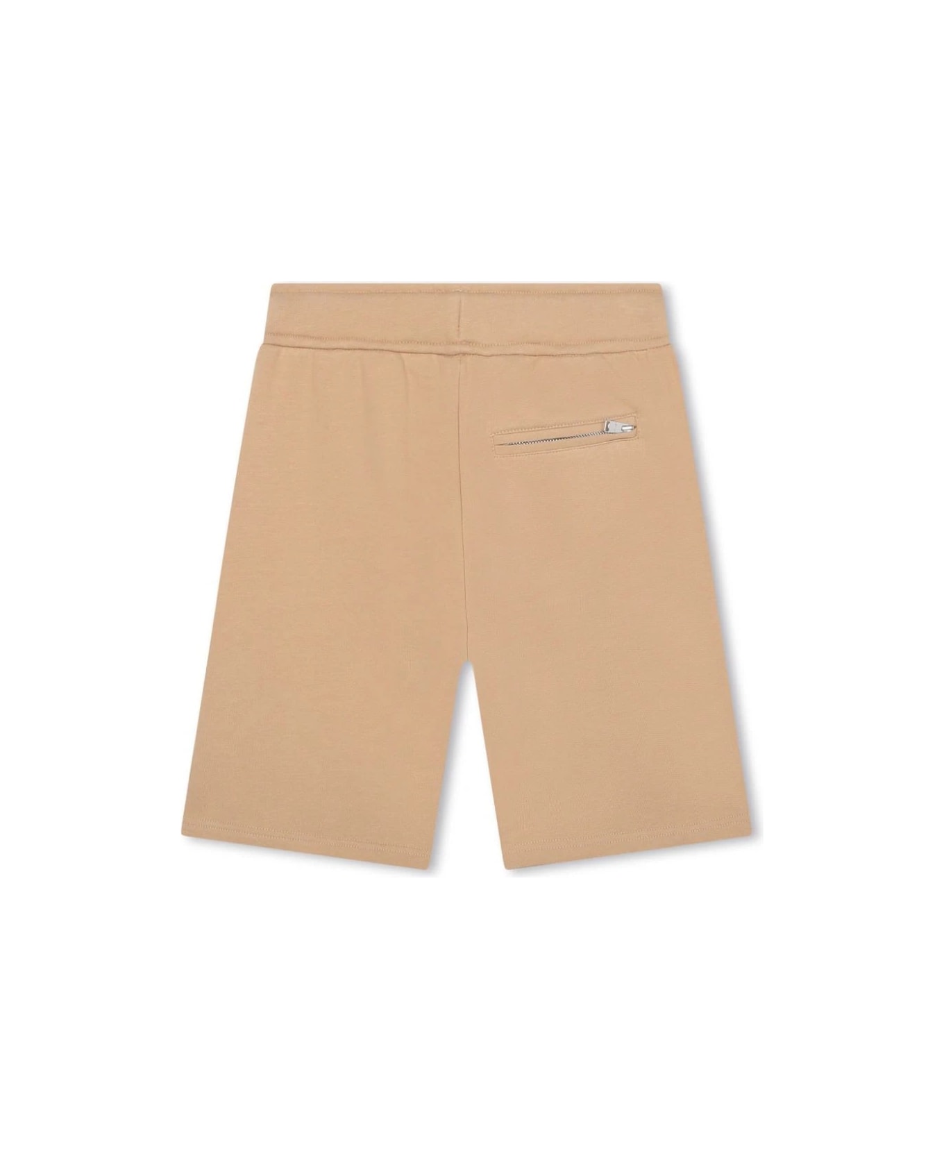Lanvin Beige Shorts With Logo And "curb" Motif - Brown ボトムス