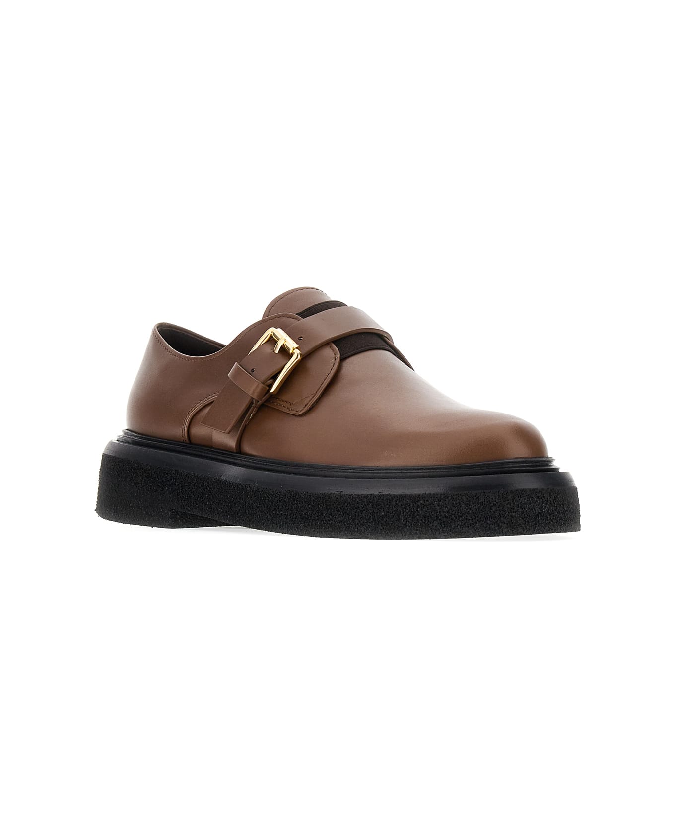 Max Mara Brown Leather Monk Strap Buckle Shoes - 006