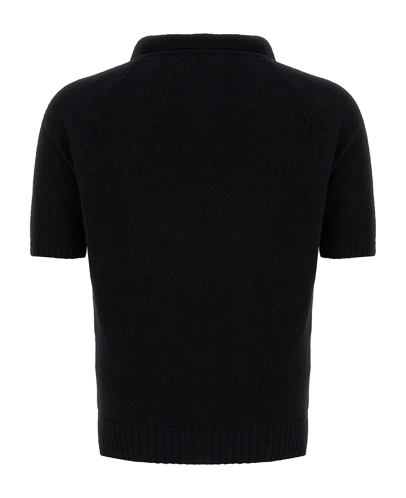 Ma
ry
ya Bouclé Cotton Polo Shirt - Black  