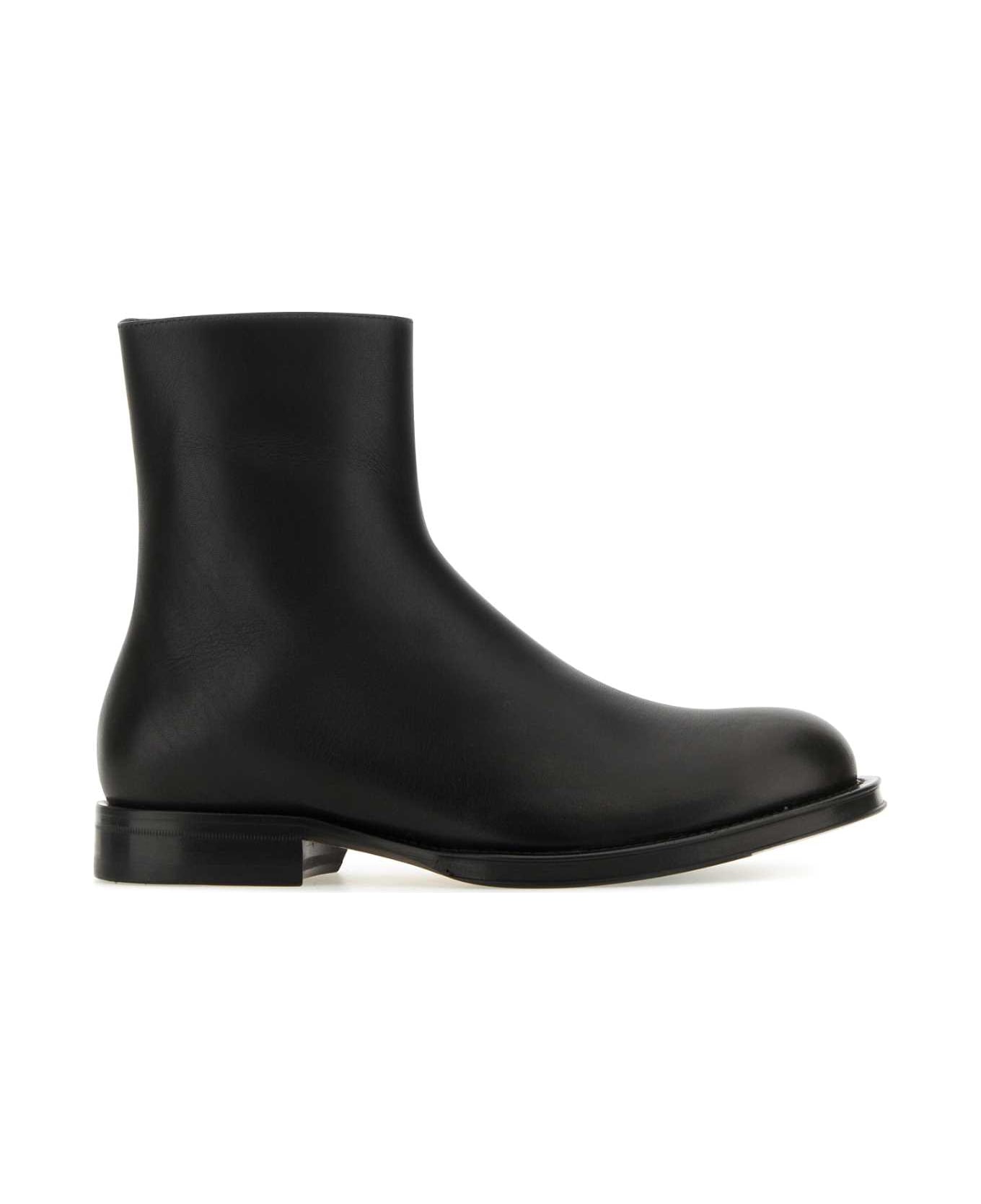 Lanvin Black Leather Medley Ankle Boots - Black