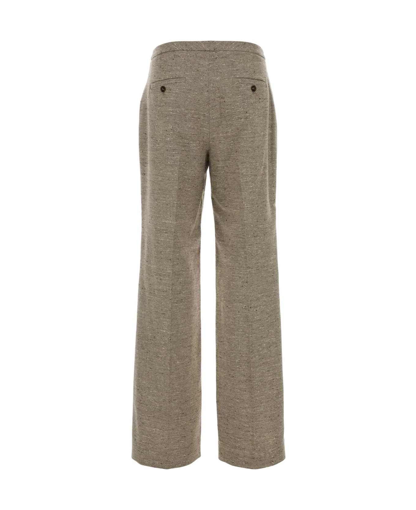 Magda Butrym Melange Dove Grey Silk Blend Pant - BEIGE