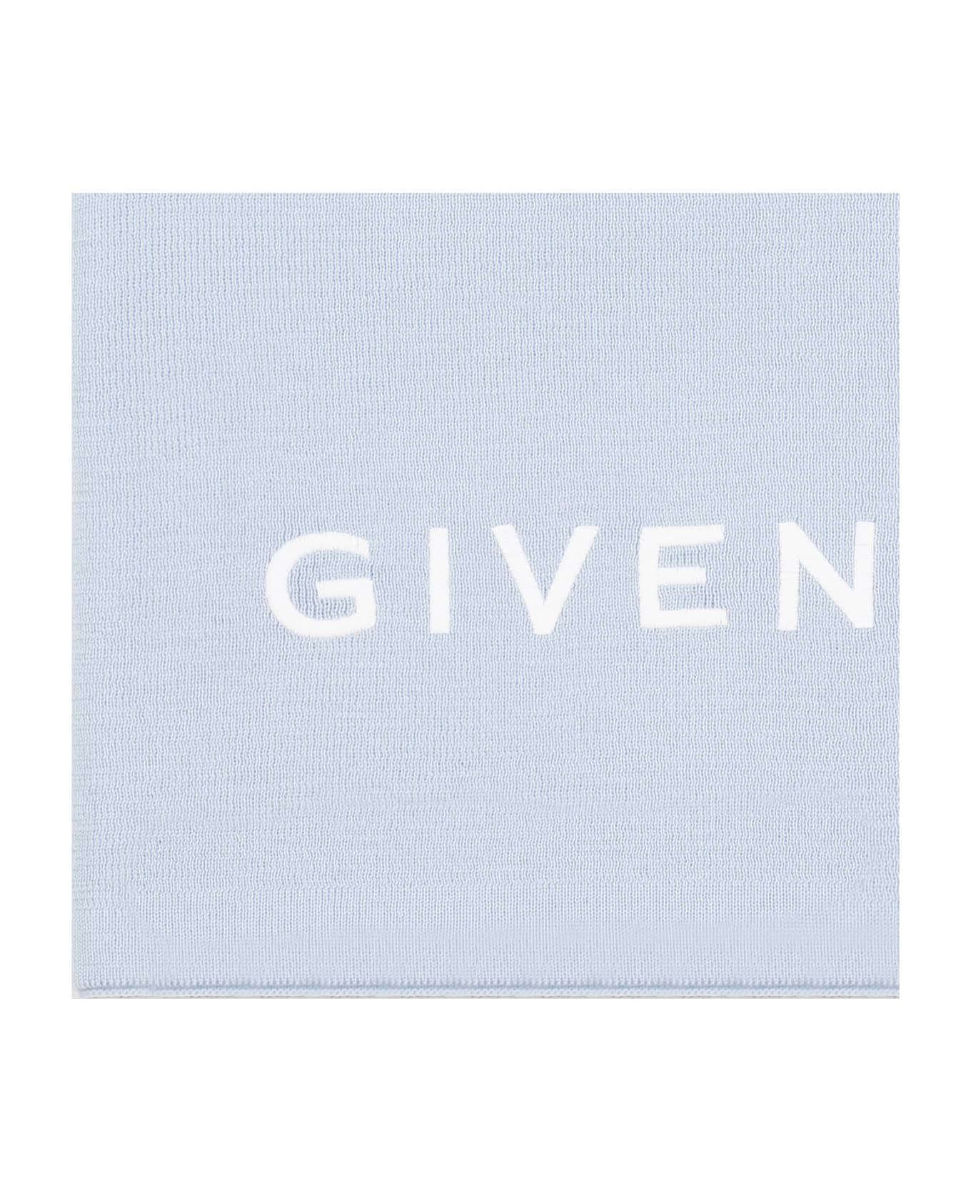 Givenchy Wool Scarf - Light Blue White