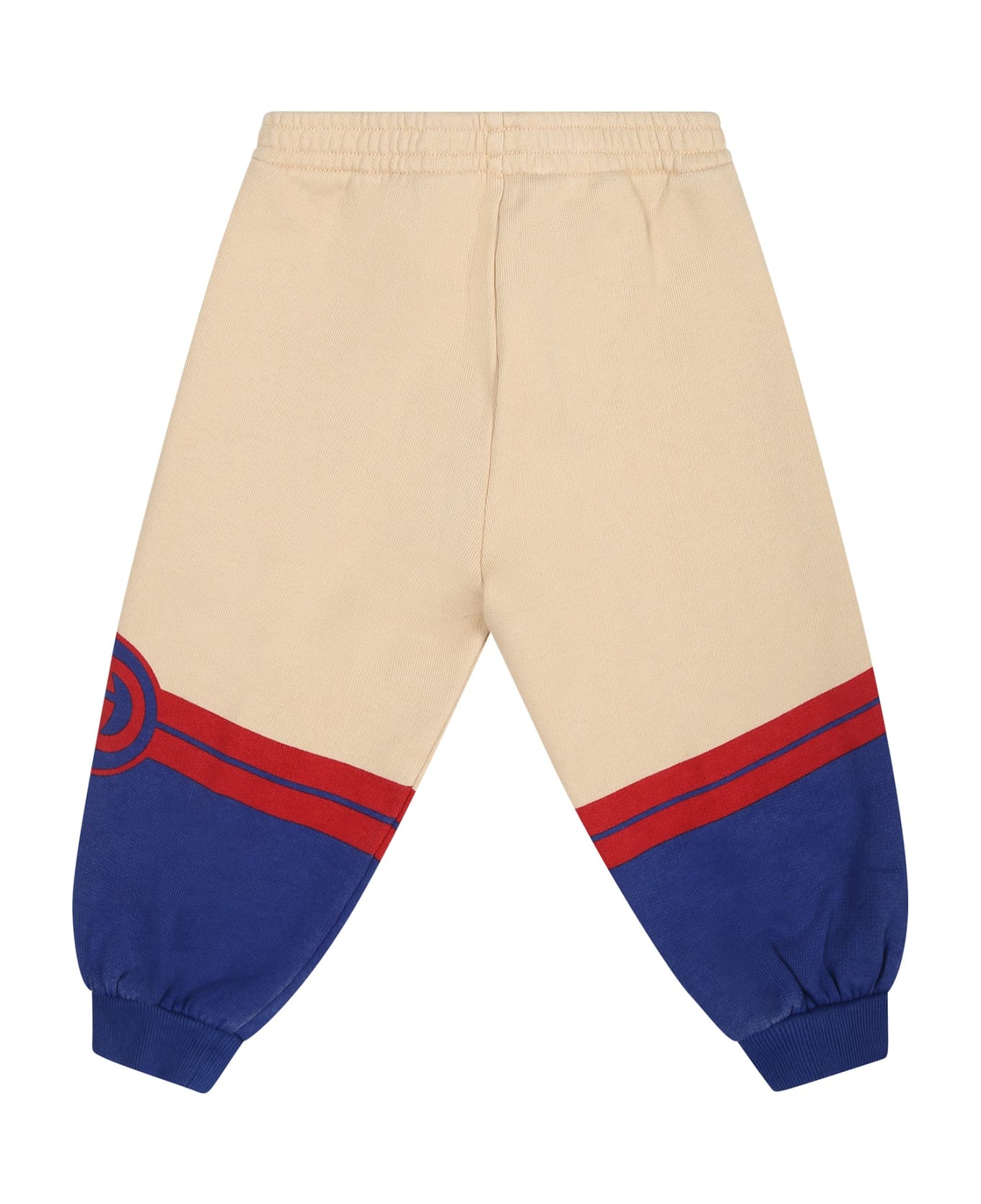Gucci Ivory Trousers For Baby Boy With Print And Logo - Ivory