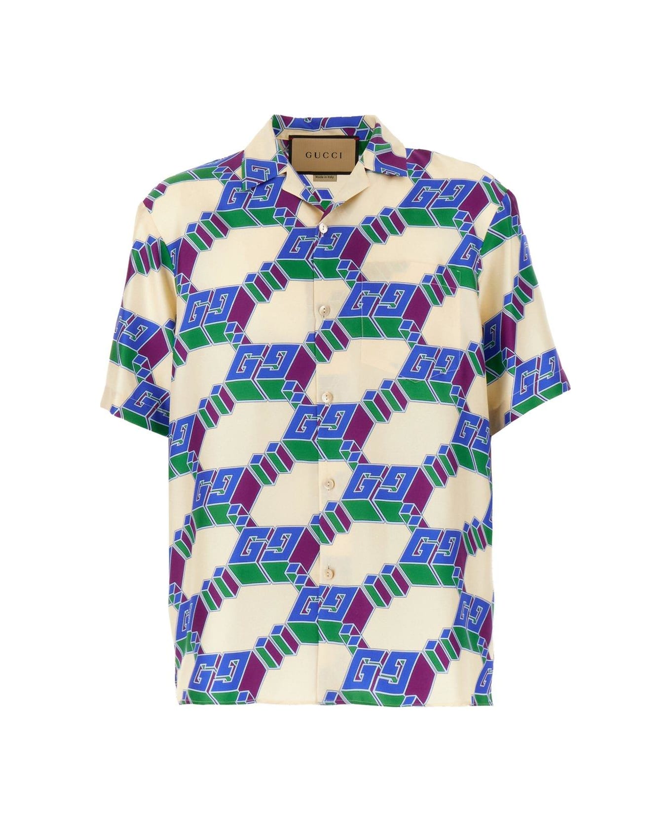 Gucci 3d Gg Print Shirt - IVORYBLUEMC シャツ