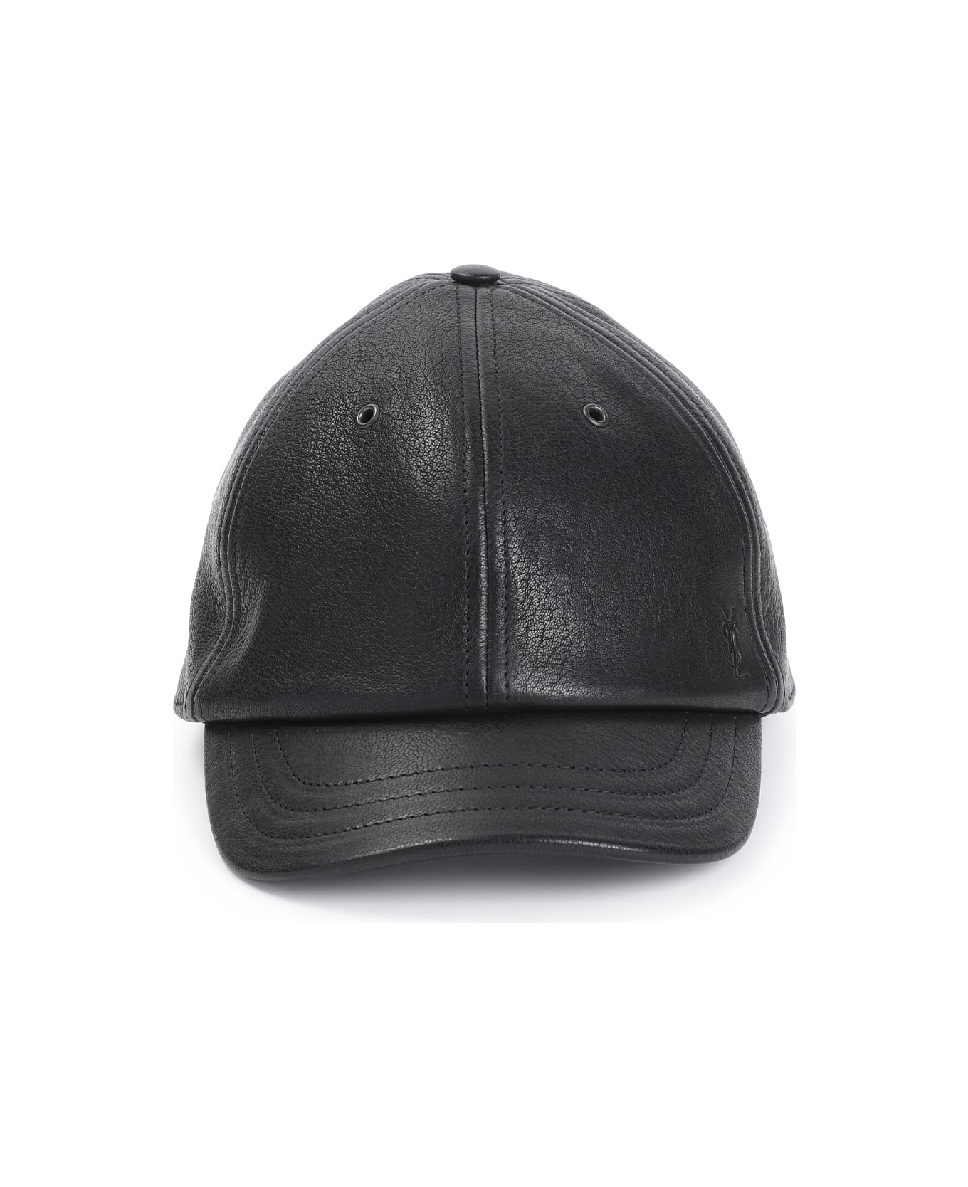 Saint Laurent Leather Cap - BLACK